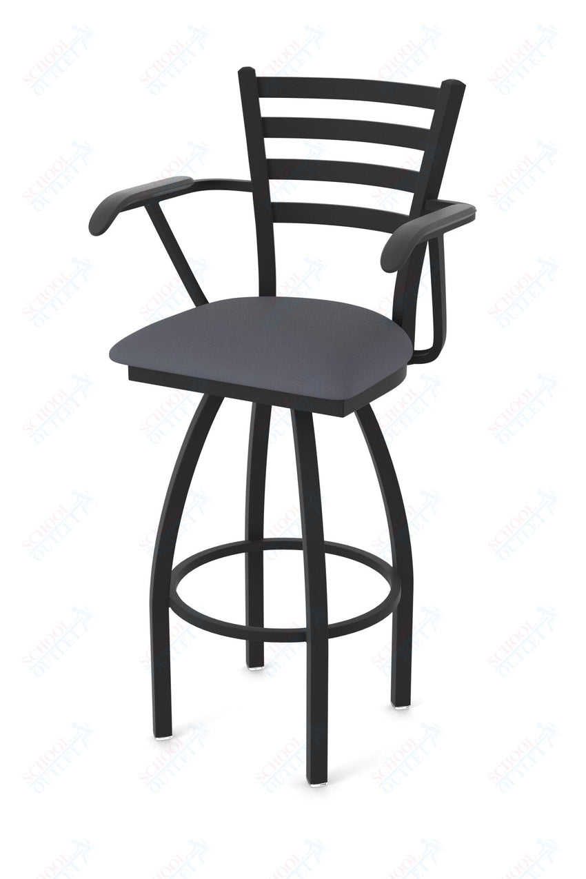 Holland Bar Stool 415 Jackie with Arms Swivel Bar Stool Upholstered Seat 36"H (HBS - 415 - BS - UP - 36H) - SchoolOutlet