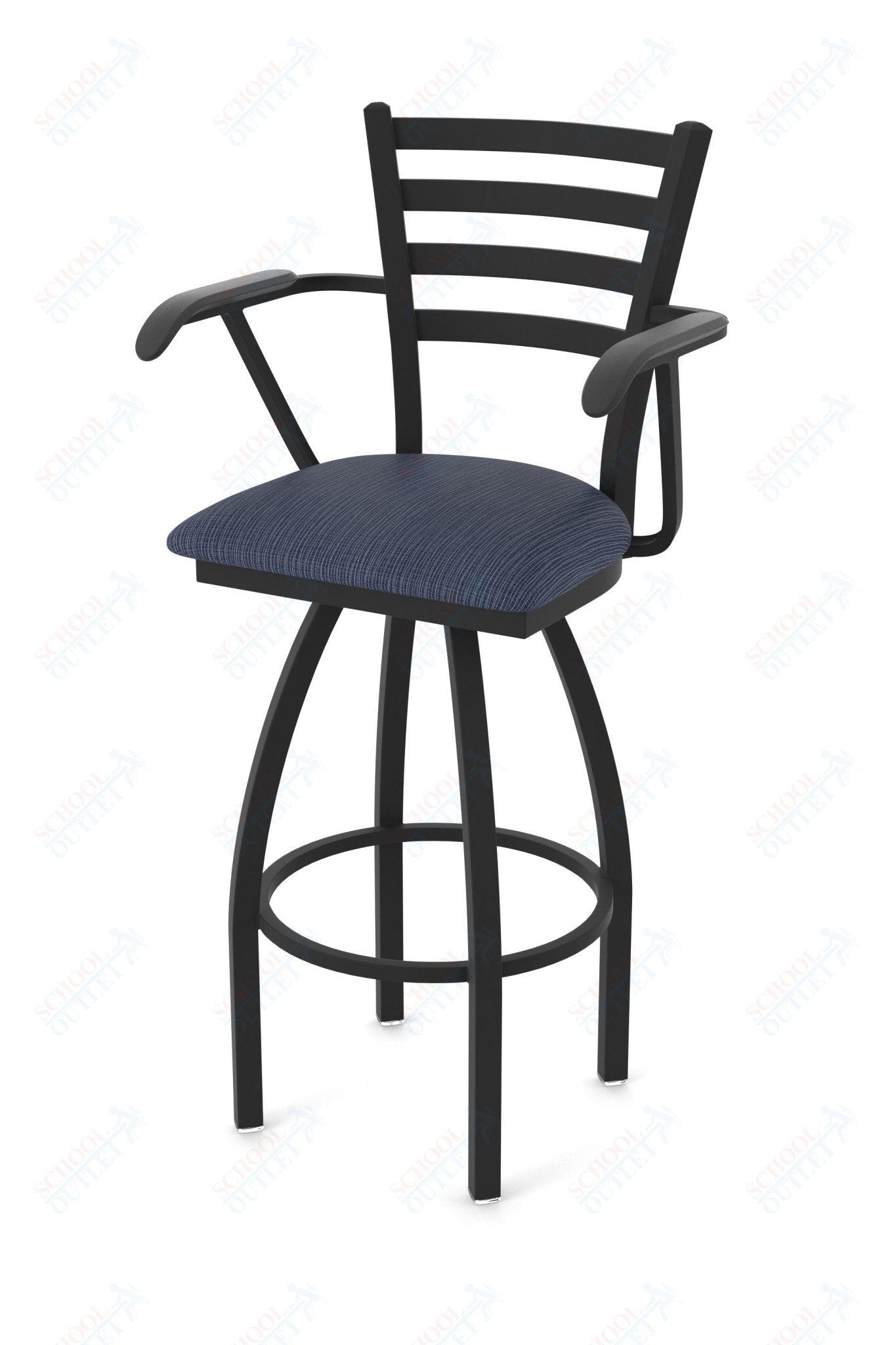 Holland Bar Stool 415 Jackie with Arms Swivel Bar Stool Upholstered Seat 36"H (HBS - 415 - BS - UP - 36H) - SchoolOutlet