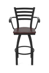 Holland Bar Stool 415 Jackie with Arms Swivel Bar Stool Wooden Seat 36