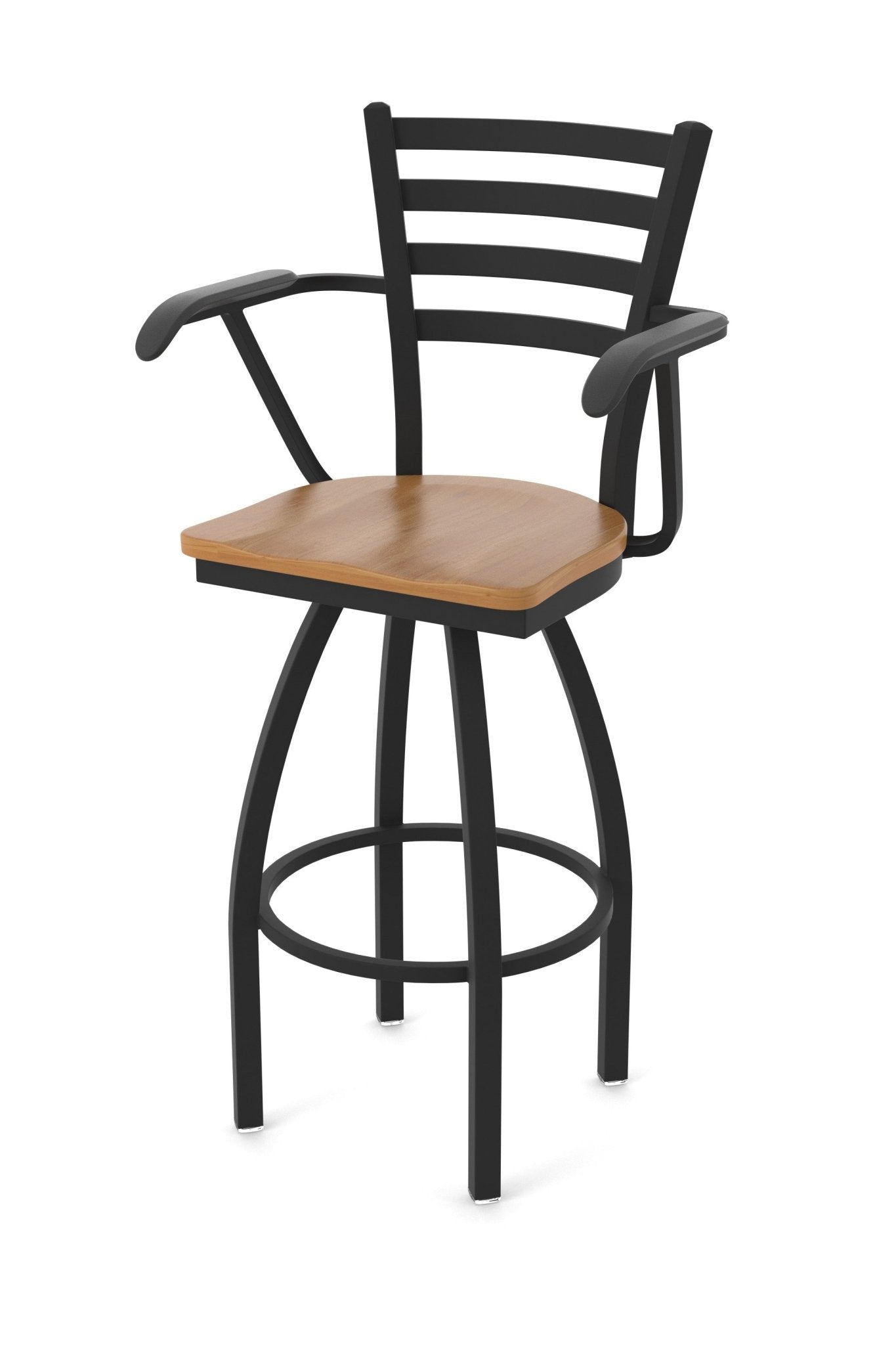 Holland Bar Stool 415 Jackie with Arms Swivel Bar Stool Wooden Seat 36"H (HBS - 415 - BS - WD - 36H) - SchoolOutlet