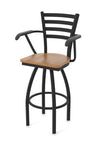 Holland Bar Stool 415 Jackie with Arms Swivel Bar Stool Wooden Seat 36