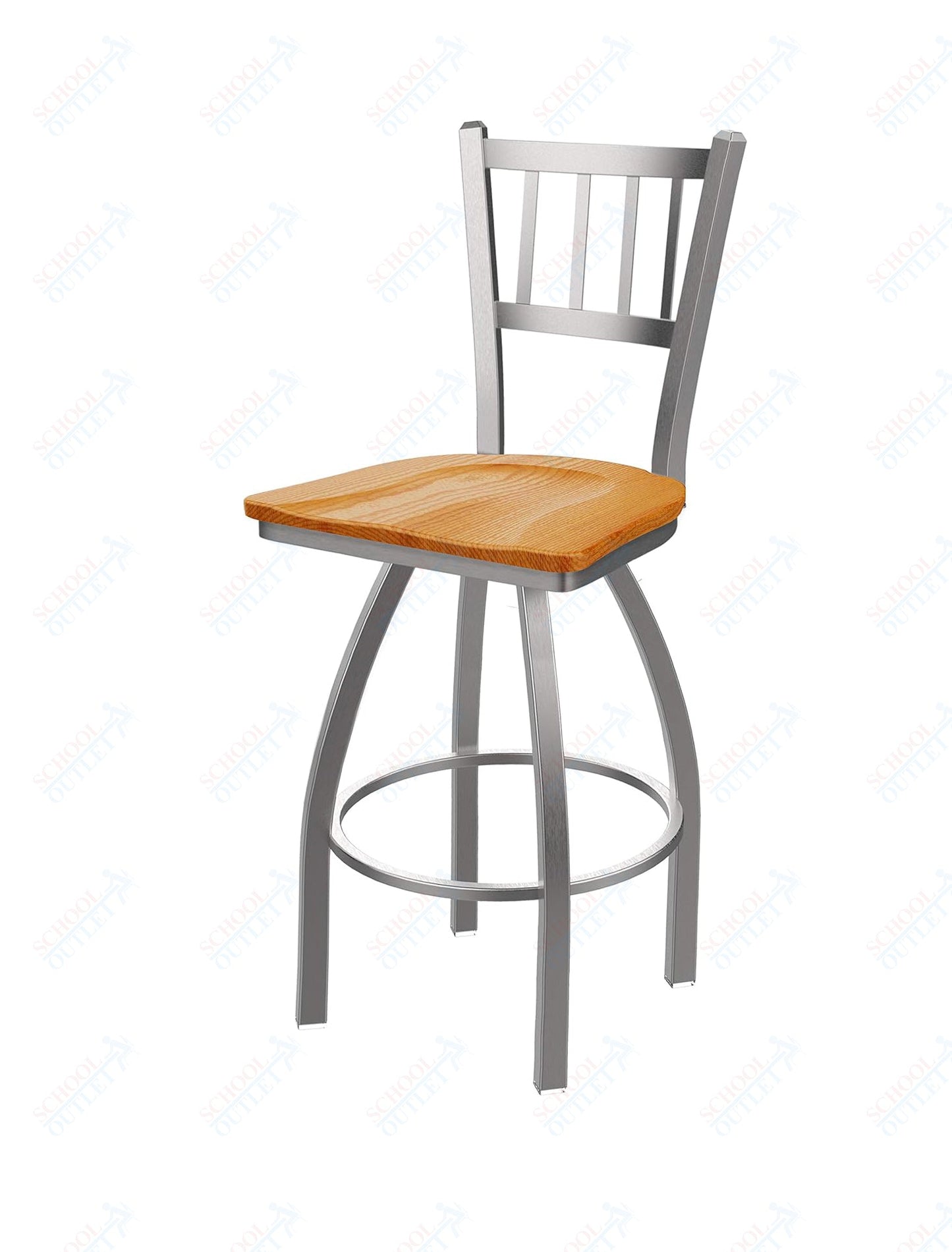 Holland Bar Stool 810 Contessa Swivel Counter Stool Wooden Seat 25"H (HBS - 810 - CS - WD - 25H) - SchoolOutlet