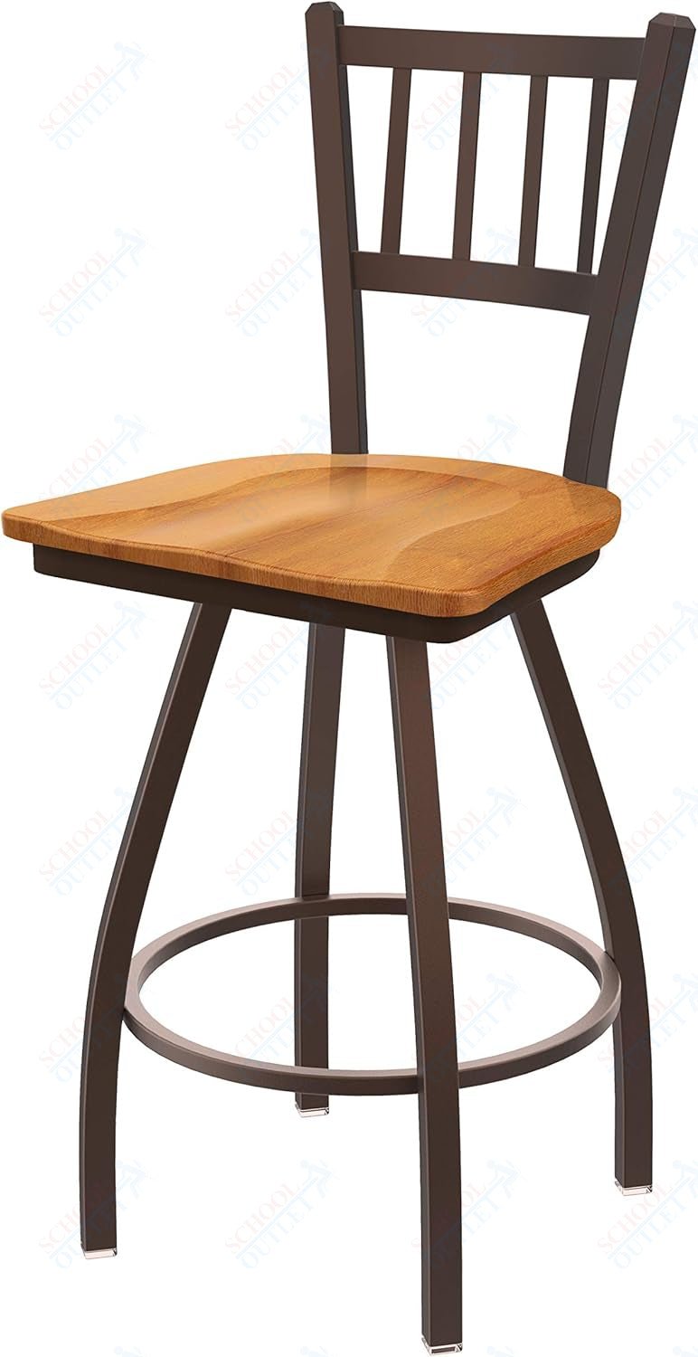 Holland Bar Stool 810 Contessa Swivel Bar Stool Wooden Seat 30"H (HBS - 810 - BS - WD - 30H) - SchoolOutlet