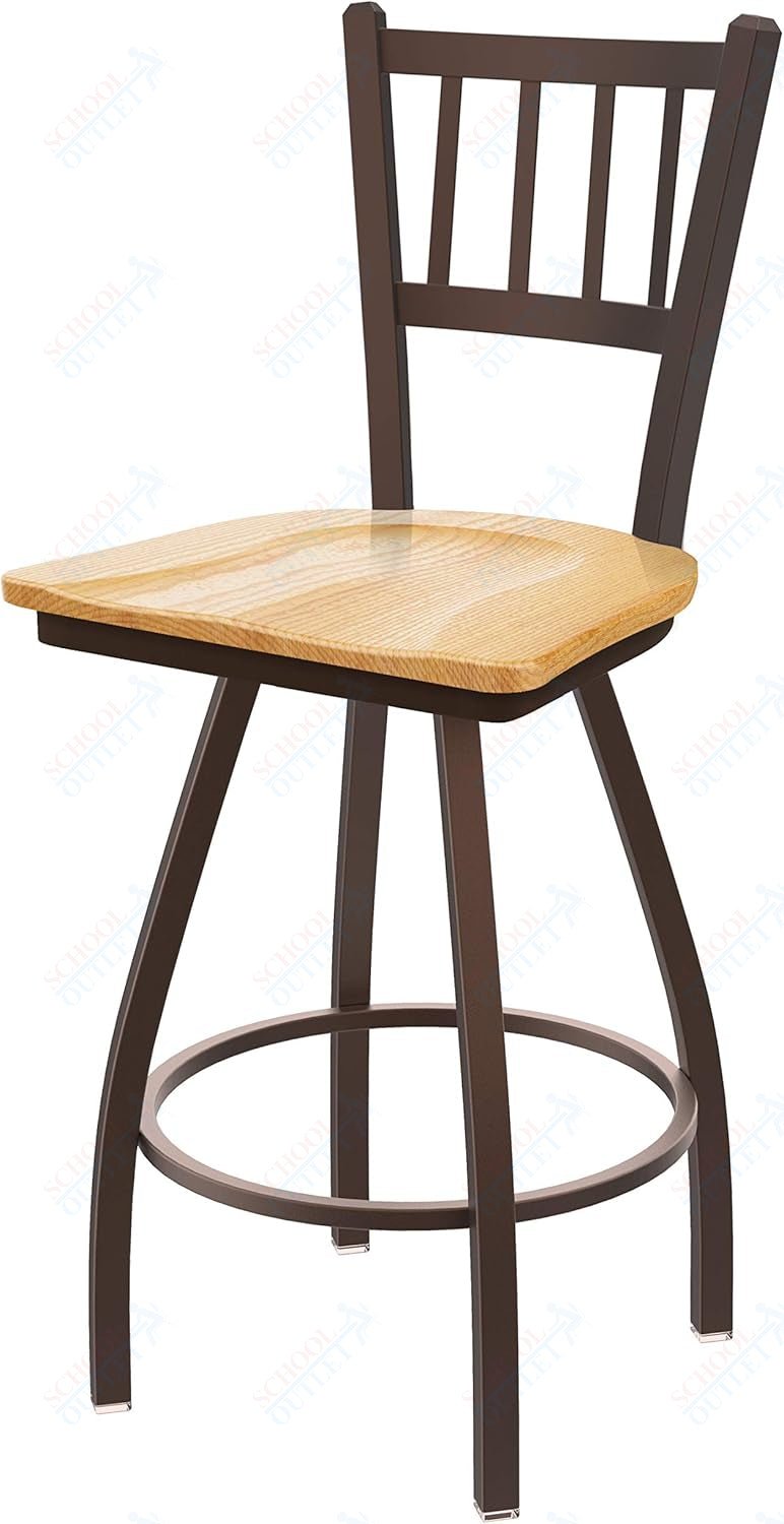 Holland Bar Stool 810 Contessa Swivel Bar Stool Wooden Seat 30"H (HBS - 810 - BS - WD - 30H) - SchoolOutlet