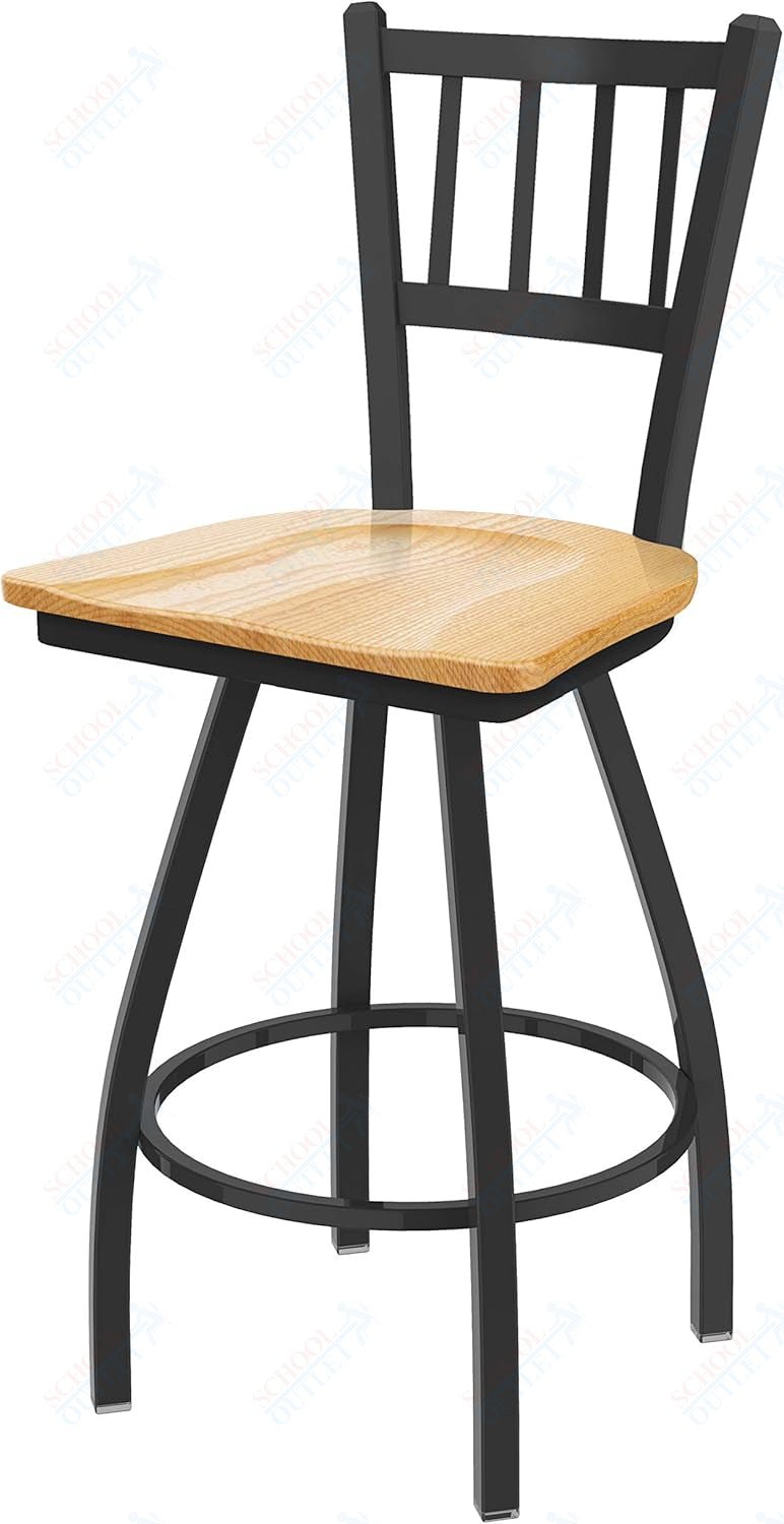 Holland Bar Stool 810 Contessa Swivel Bar Stool Wooden Seat 30"H (HBS - 810 - BS - WD - 30H) - SchoolOutlet