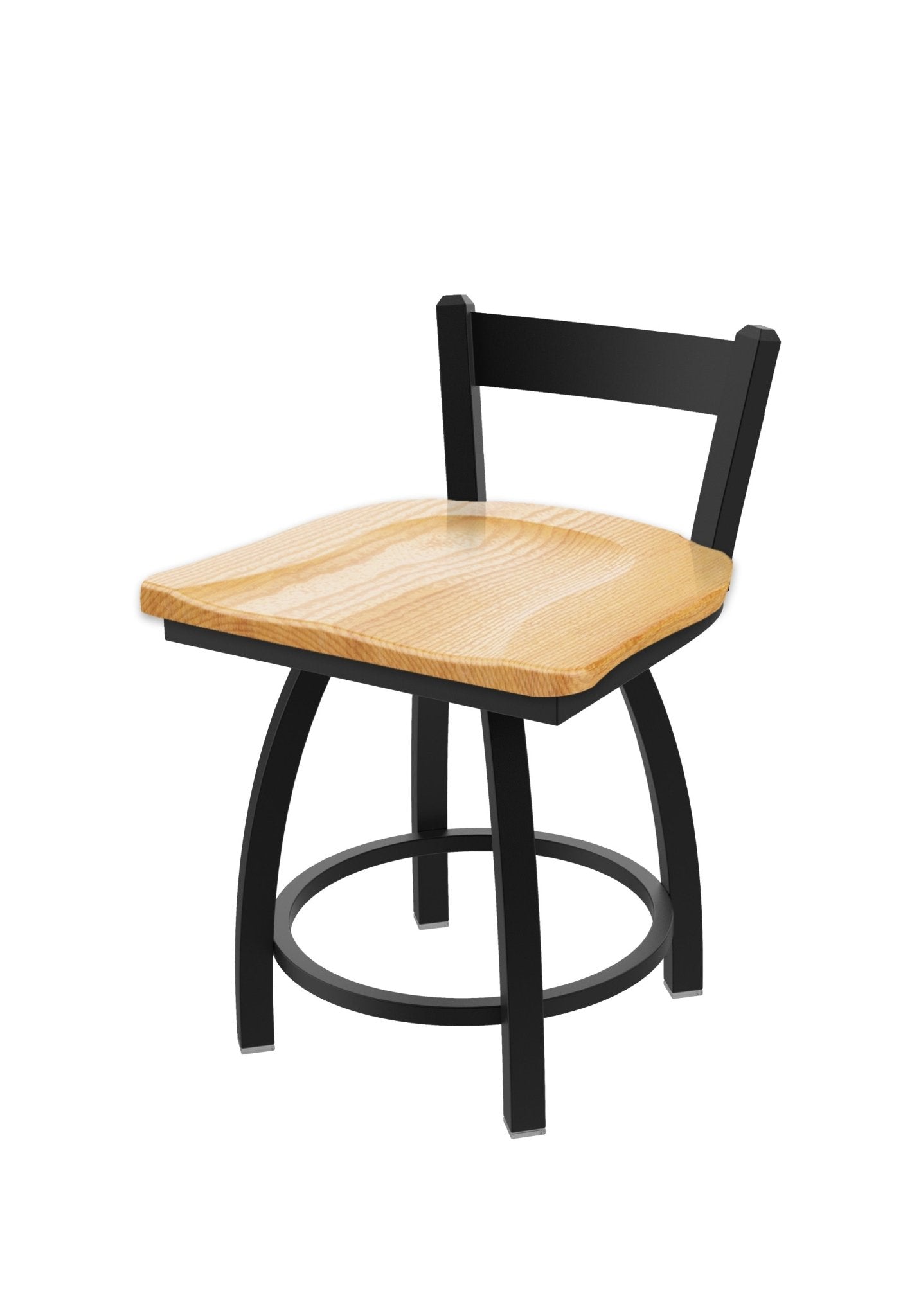 Holland Bar Stool 821 Catalina Low Back Swivel Vanity Stool Wooden Seat 18"H (HBS - 821 - VS - WD - 18H) - SchoolOutlet