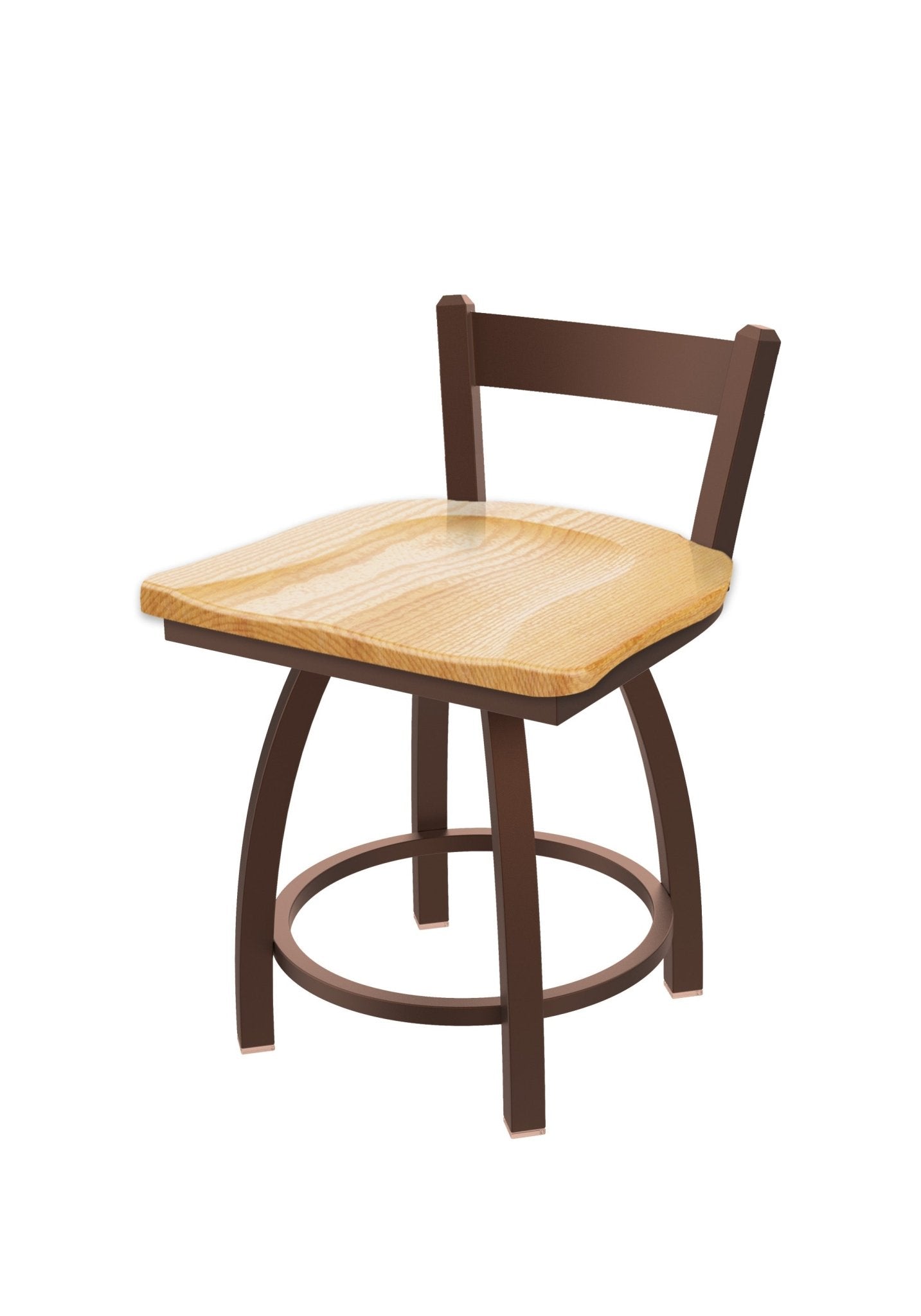 Holland Bar Stool 821 Catalina Low Back Swivel Vanity Stool Wooden Seat 18"H (HBS - 821 - VS - WD - 18H) - SchoolOutlet