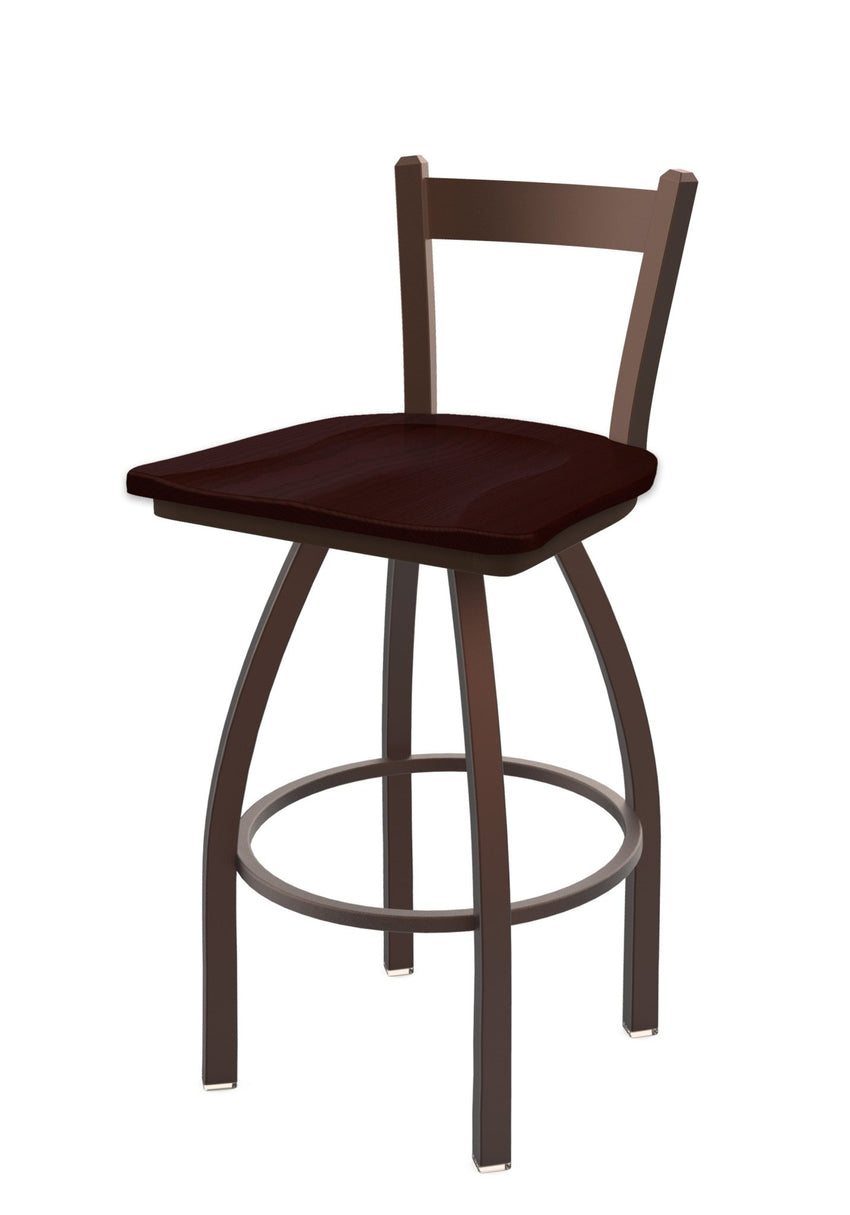 Holland Bar Stool 821 Catalina Low Back Swivel Counter Stool Wooden Seat 25"H (HBS - 821 - CS - WD - 25H) - SchoolOutlet