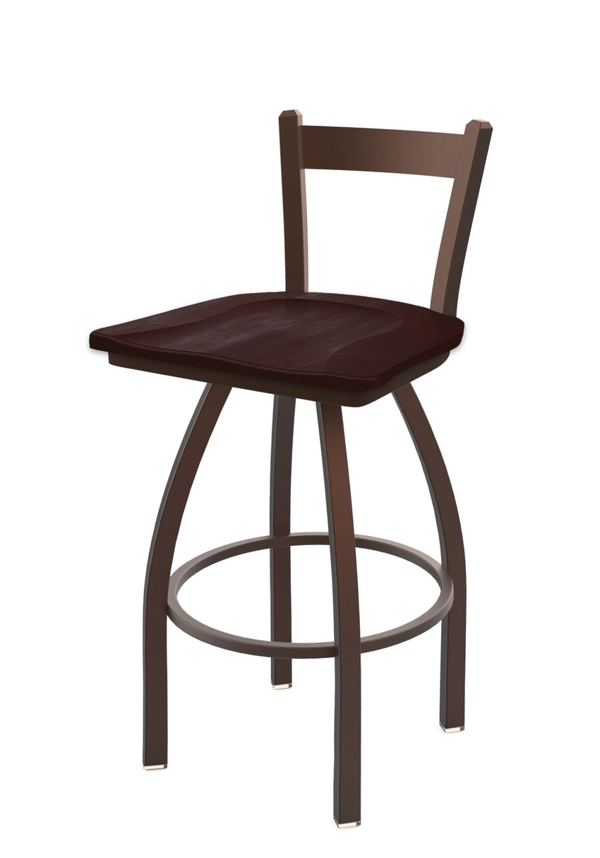 Holland Bar Stool 821 Catalina Low Back Swivel Bar Stool Wooden Seat 30"H (HBS - 821 - BS - WD - 30H) - SchoolOutlet