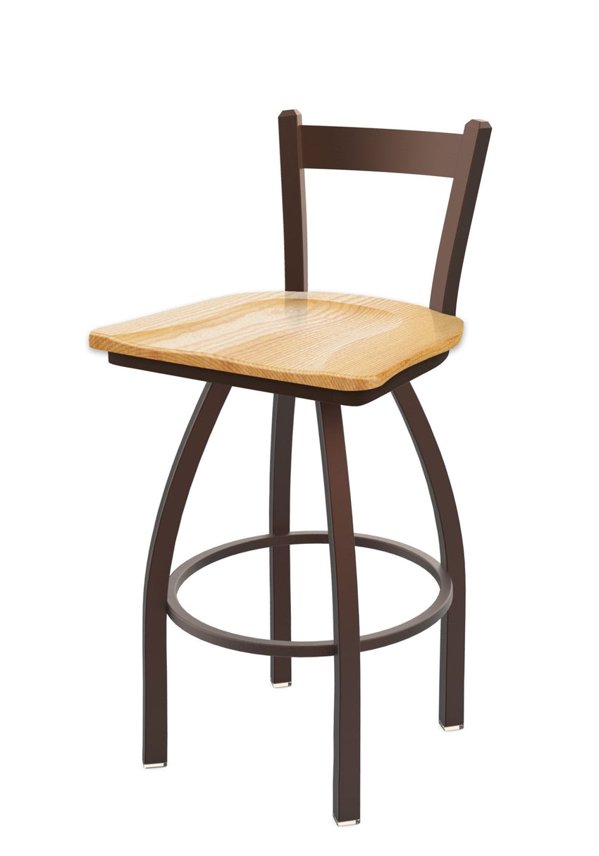 Holland Bar Stool 821 Catalina Low Back Swivel Bar Stool Wooden Seat 30"H (HBS - 821 - BS - WD - 30H) - SchoolOutlet