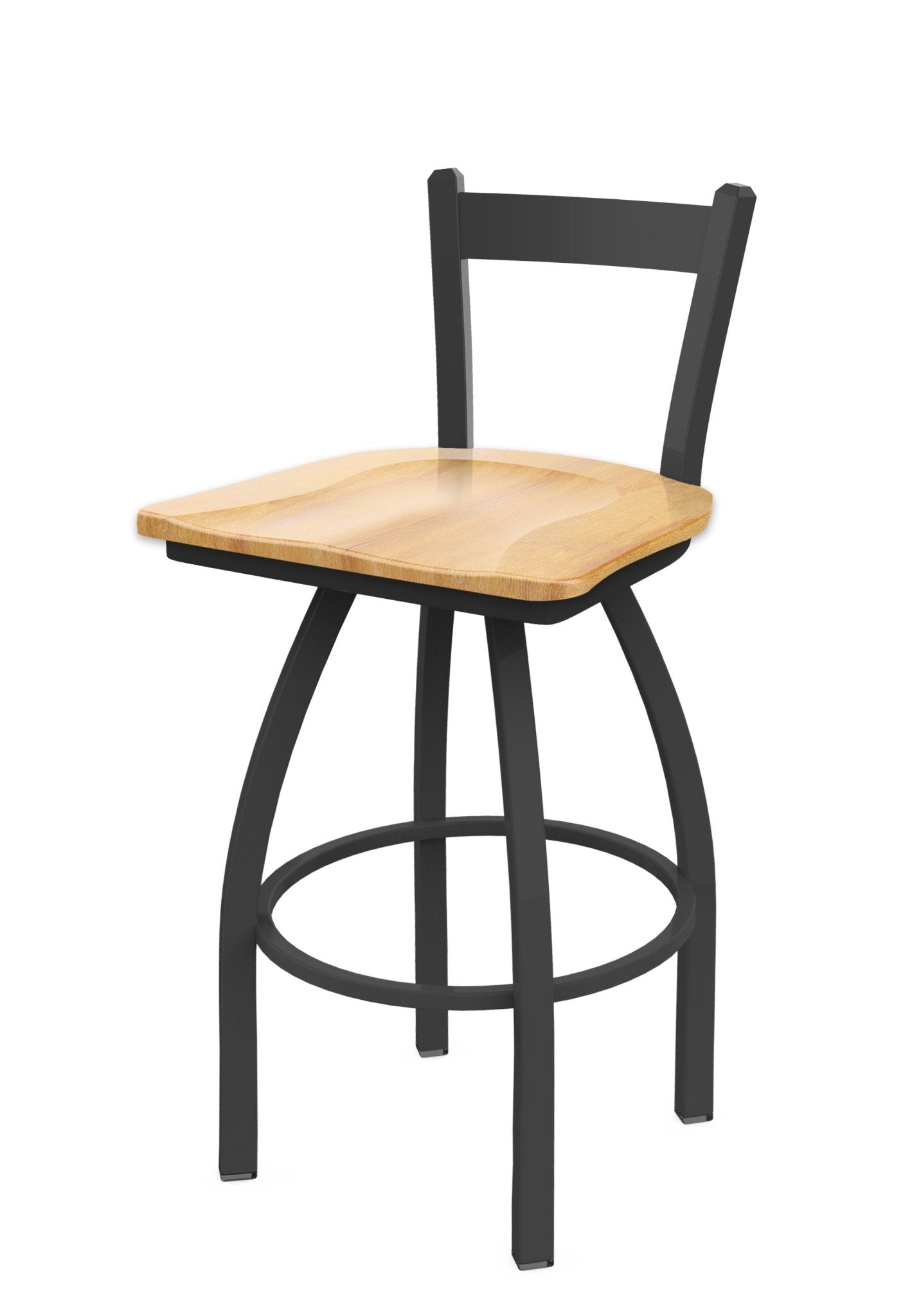 Holland Bar Stool 821 Catalina Low Back Swivel Bar Stool Wooden Seat 30"H (HBS - 821 - BS - WD - 30H) - SchoolOutlet