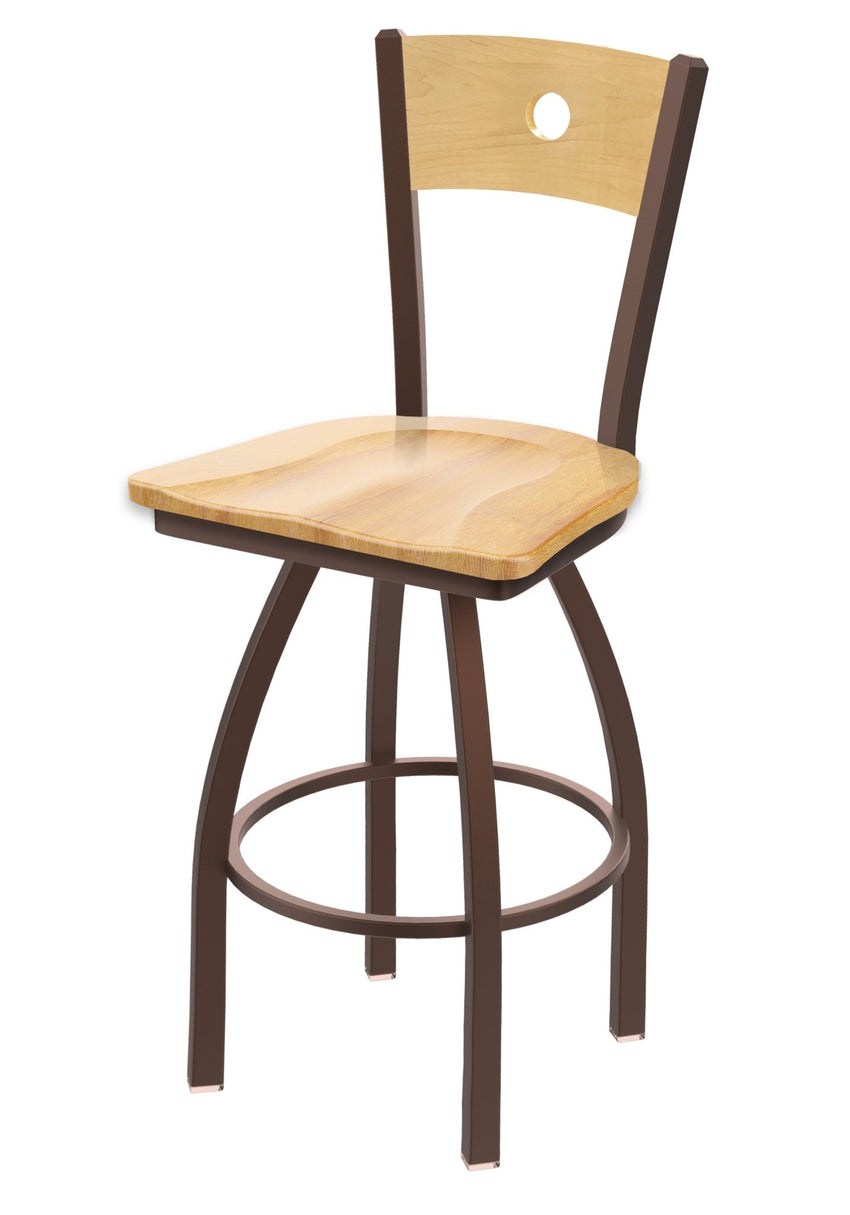 Holland Bar Stool 830 Voltaire Swivel Bar Stool Wooden Seat 36"H (HBS - 830 - BS - WD - 36H) - SchoolOutlet