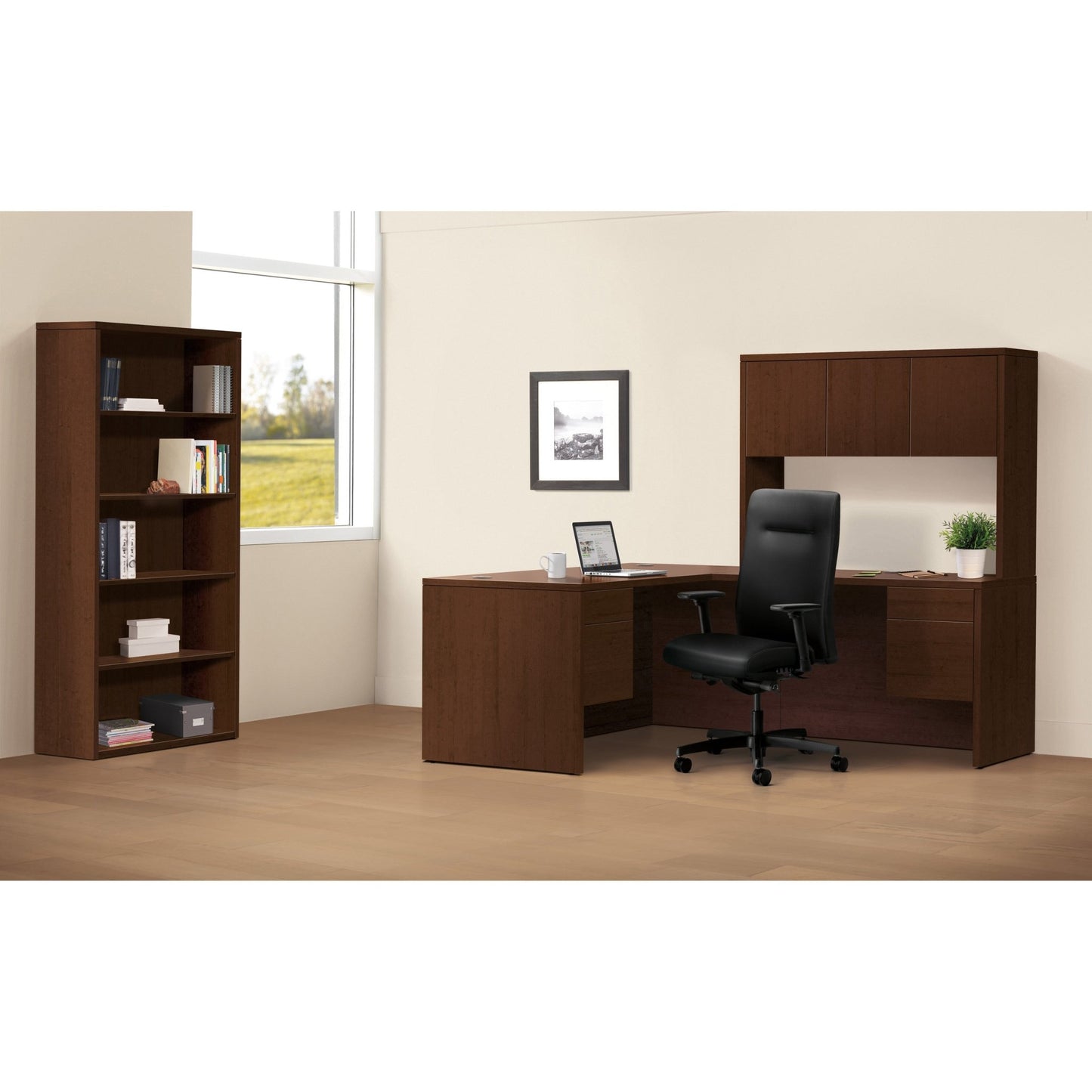 HON 10500 Series Mahogany Laminate Fixed Shelves Bookcase (HON105534X) - SchoolOutlet