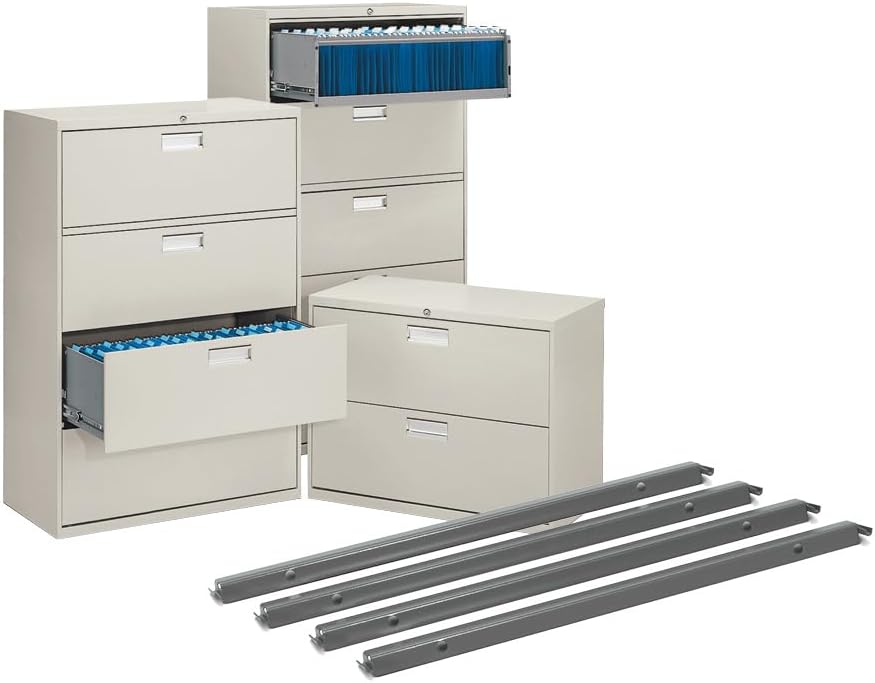HON Single Front - to - Back Hanging File Rails 4 Pack Lateral Filing Cabinets (HON919491) - SchoolOutlet