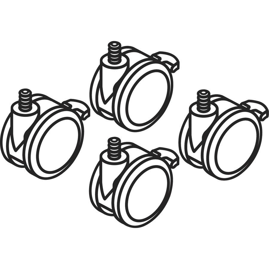 HON Caster Add - On Kit Set of 4, Lockable Black Plastic Casters for Coordinate Adjustable - Height Tables (HONHABCASTER) - SchoolOutlet