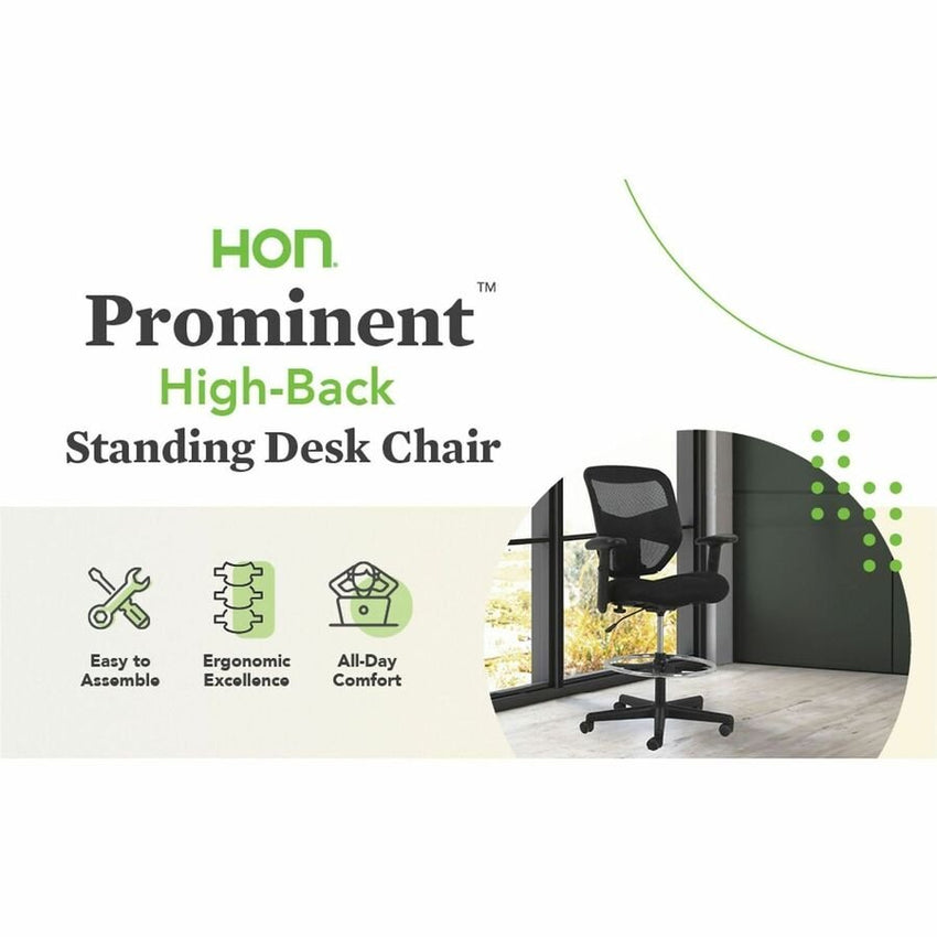 HON Prominent Task Stool High - Back Sitting Stool with Adjustable Arms and Footring (HONVL539MM10) - SchoolOutlet