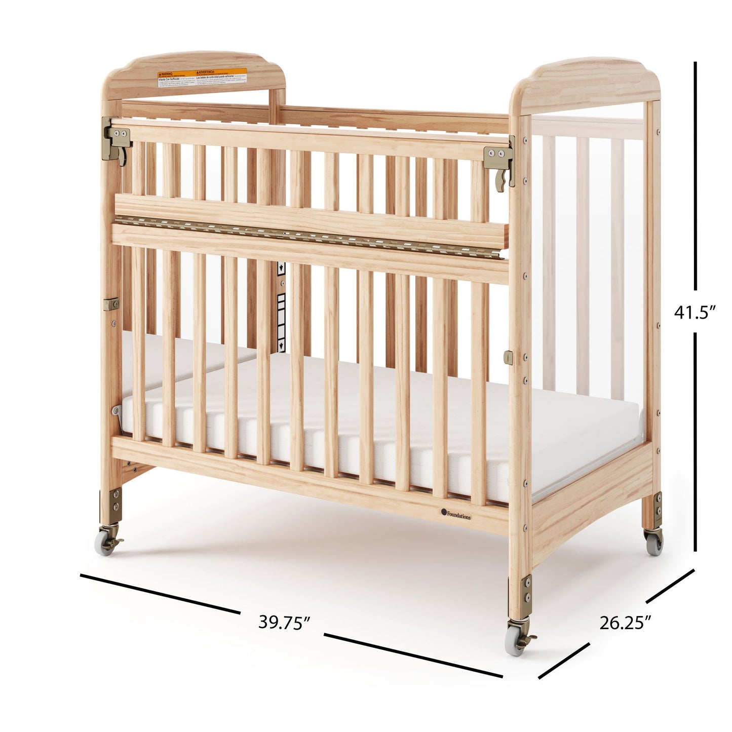 Foundations - Next Gen Serenity SafeReach Side Gate Compact Crib - Mirrored (One End) Natural (FOU-2543040)