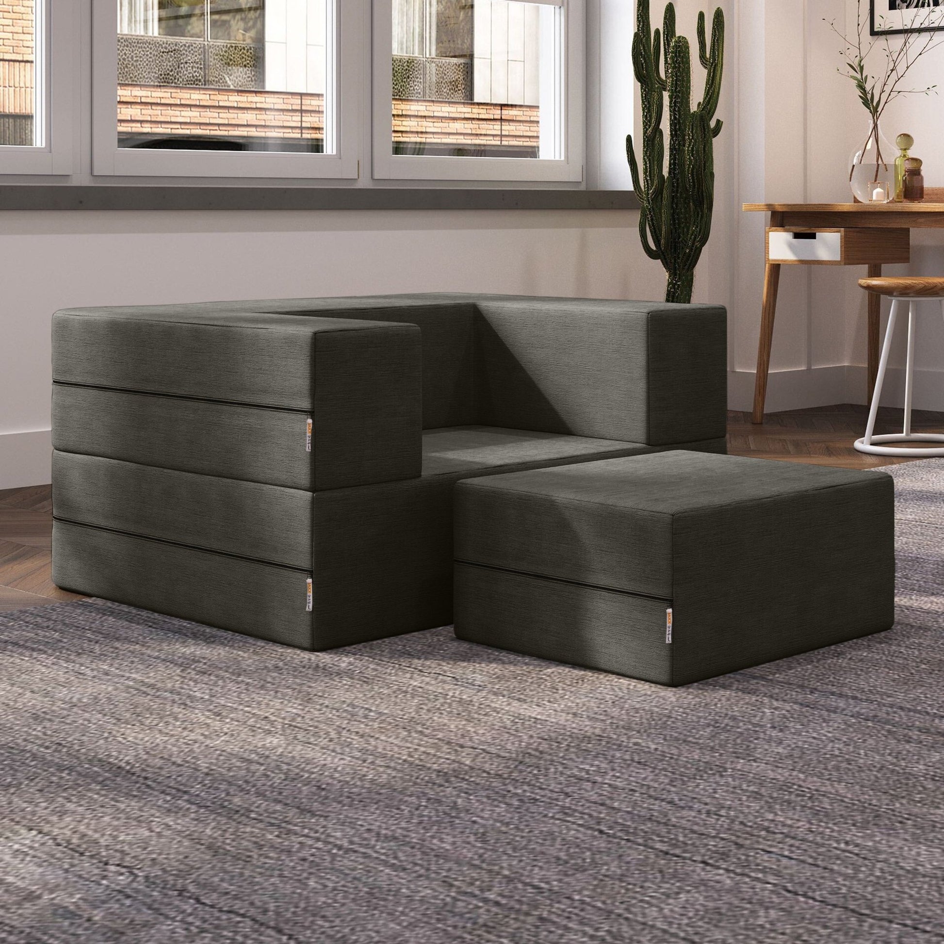 Jaxx Zipline Convertible Sleeper Chair & Ottoman / Twin - Size Bed (16385) - SchoolOutlet