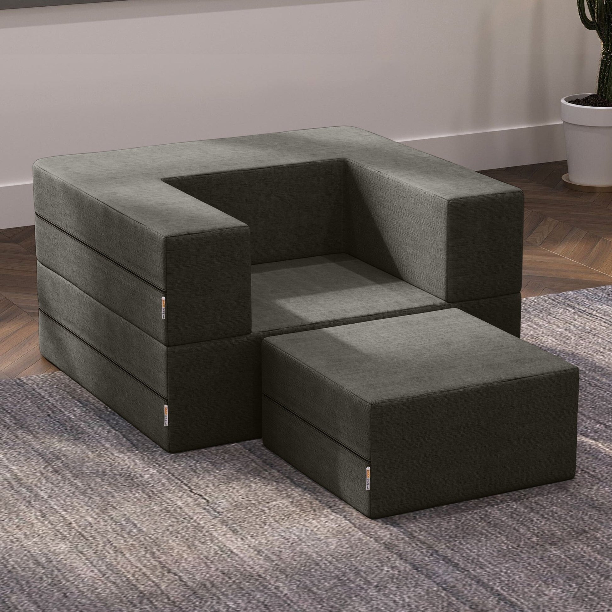 Jaxx Zipline Convertible Sleeper Chair & Ottoman / Twin - Size Bed (16385) - SchoolOutlet