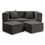 Jaxx Zipline Convertible Sleeper Loveseat & Ottomans (16386) - SchoolOutlet