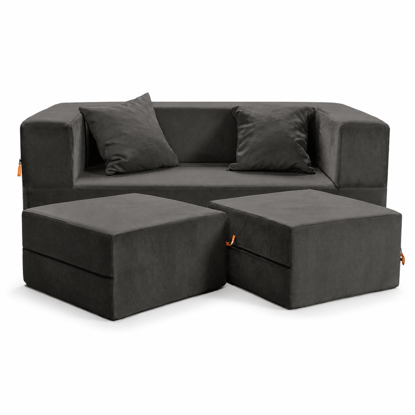 Jaxx Zipline Convertible Sleeper Loveseat & Ottomans (16386) - SchoolOutlet