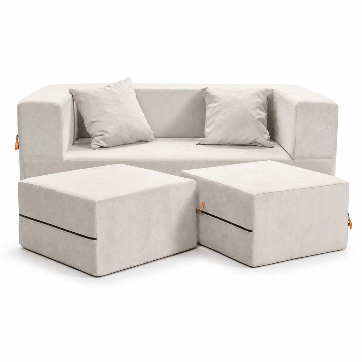 Jaxx Zipline Convertible Sleeper Loveseat & Ottomans (16386) - SchoolOutlet