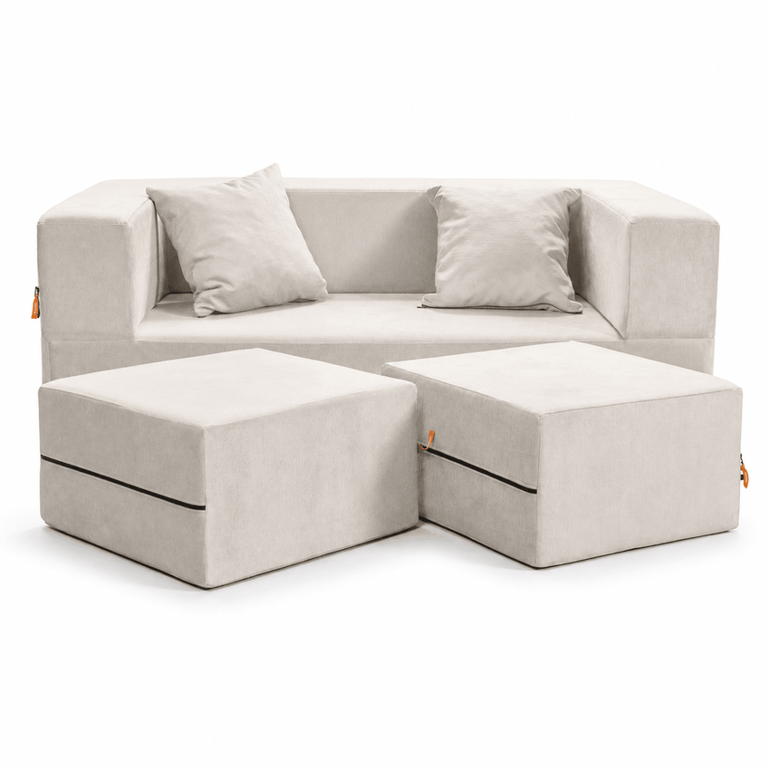 Jaxx Zipline Convertible Sleeper Loveseat & Ottomans (16386) - SchoolOutlet