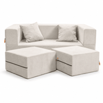 Jaxx Zipline Convertible Sleeper Loveseat & Ottomans (16386) - SchoolOutlet