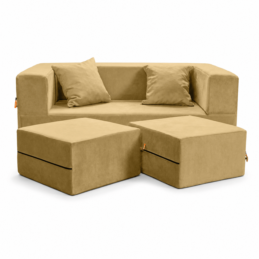 Jaxx Zipline Convertible Sleeper Loveseat & Ottomans (16386) - SchoolOutlet