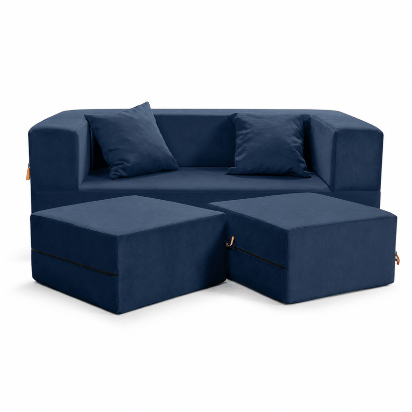 Jaxx Zipline Convertible Sleeper Loveseat & Ottomans (16386) - SchoolOutlet