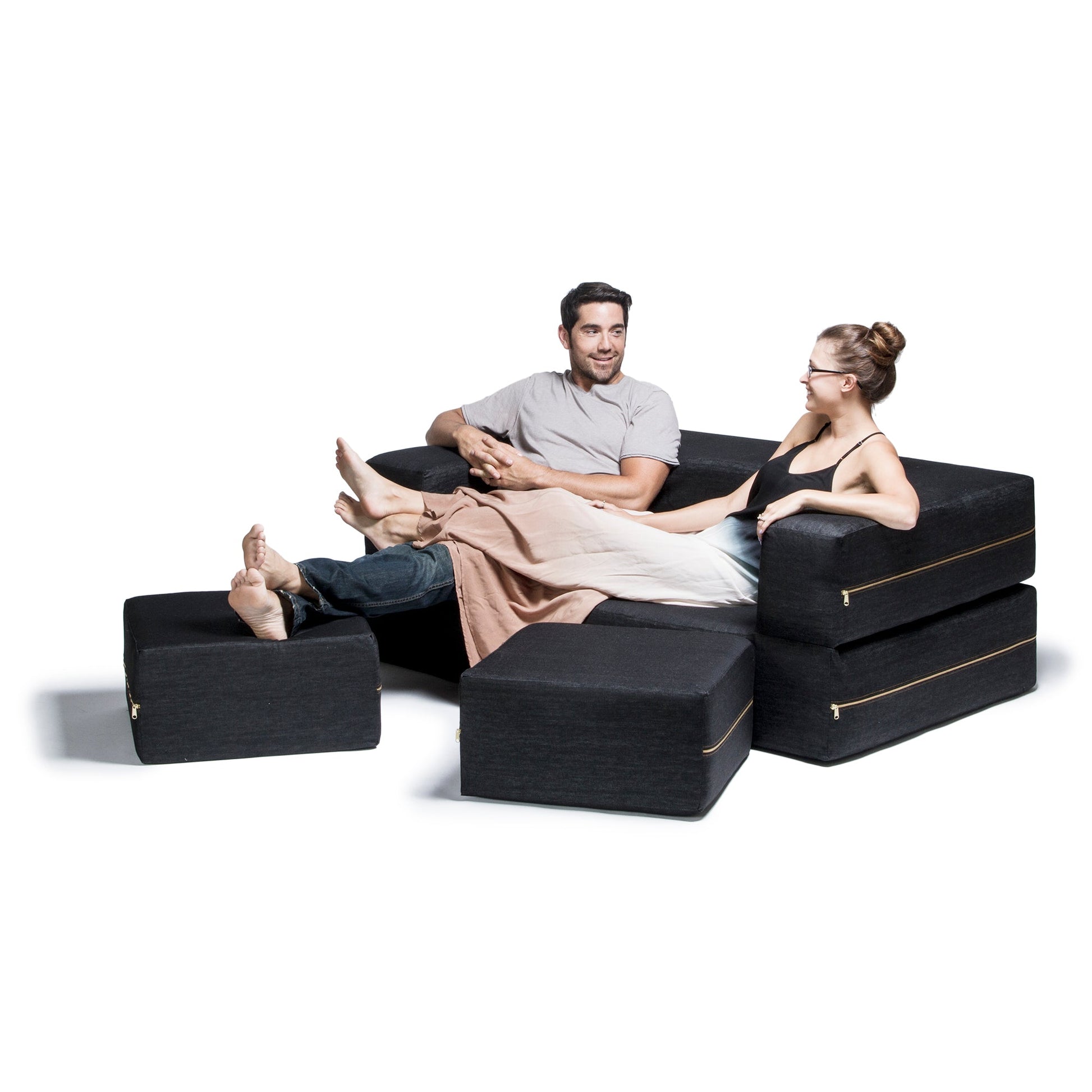 Jaxx Zipline Convertible Sleeper Loveseat & Ottomans (16848) - SchoolOutlet