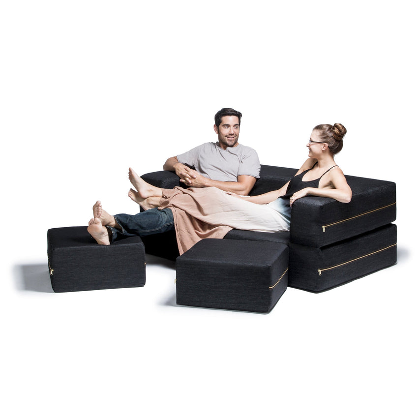 Jaxx Zipline Convertible Sleeper Loveseat & Ottomans (16848) - SchoolOutlet