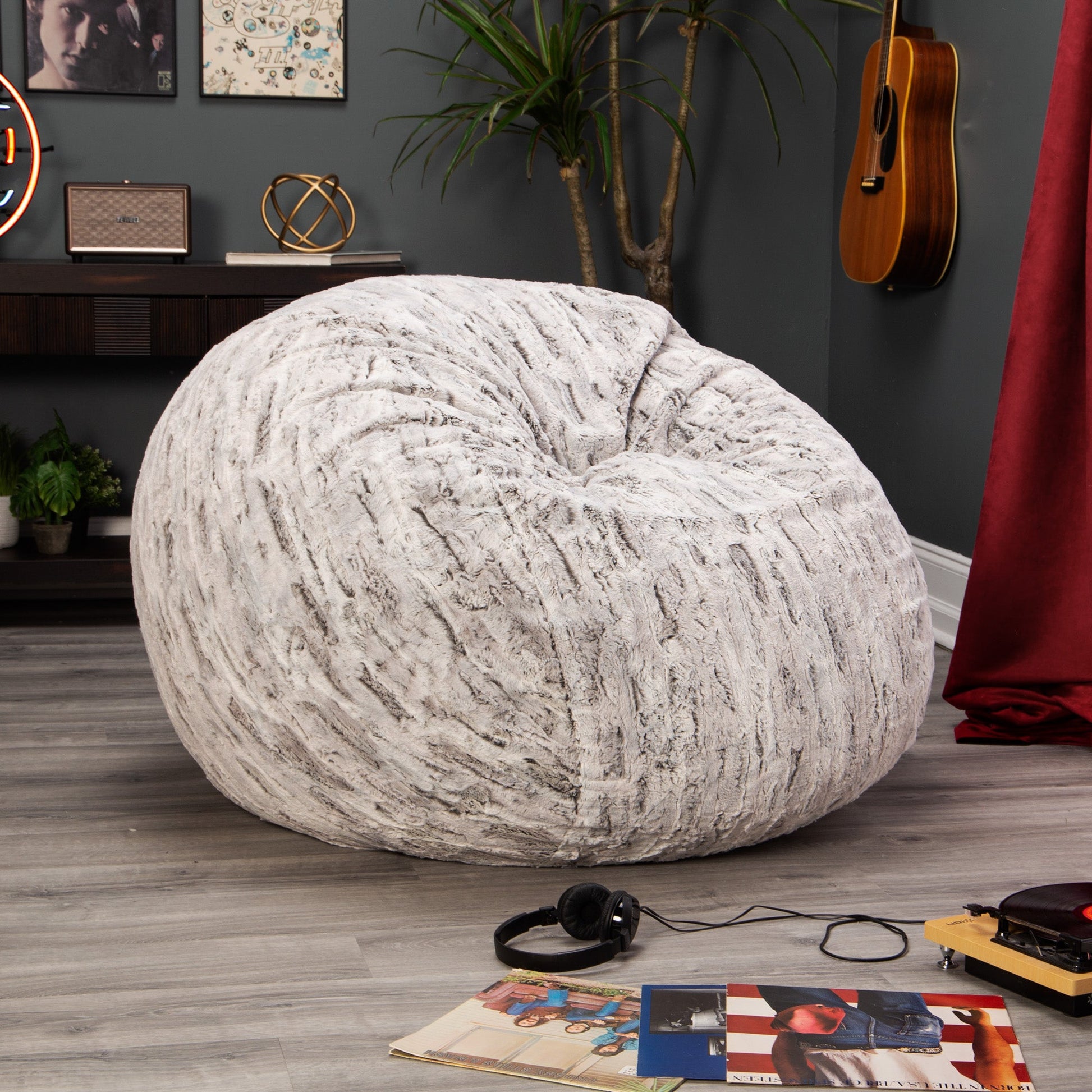 Jaxx Saxx 4 Ft Plush Round Bean Bag - Premium Luxe Faux Fur (18612) - SchoolOutlet