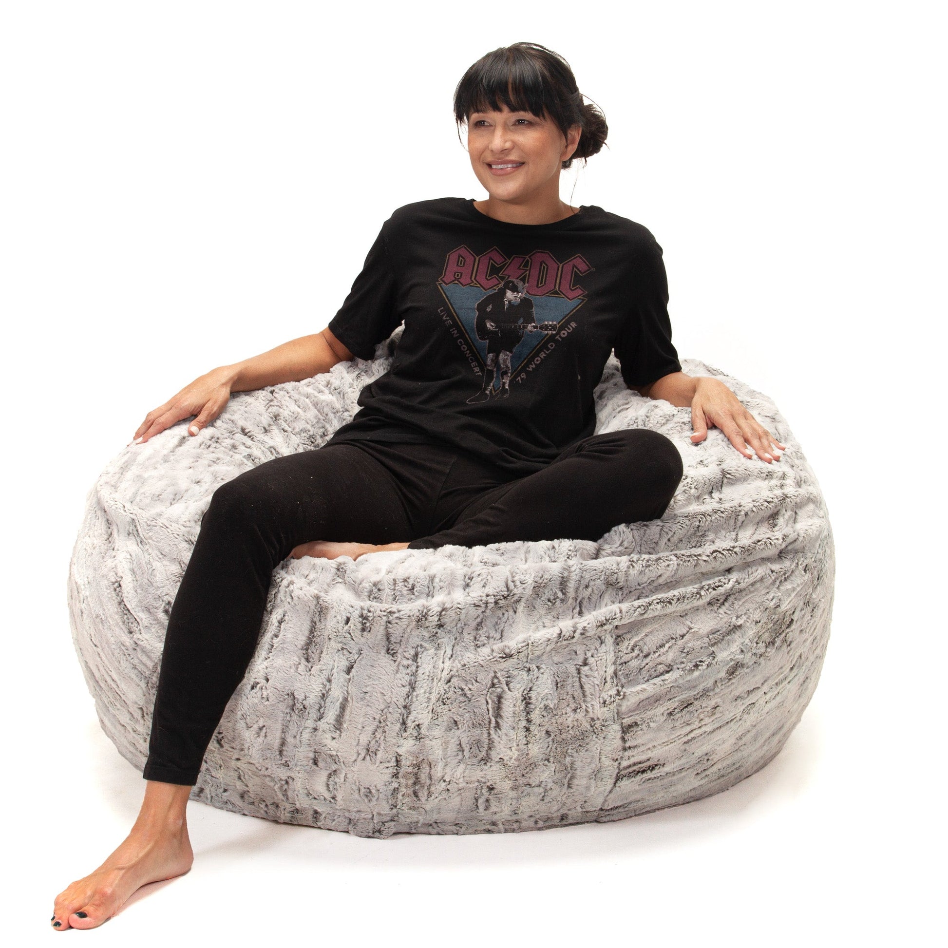 Jaxx Saxx 4 Ft Plush Round Bean Bag - Premium Luxe Faux Fur (18612) - SchoolOutlet