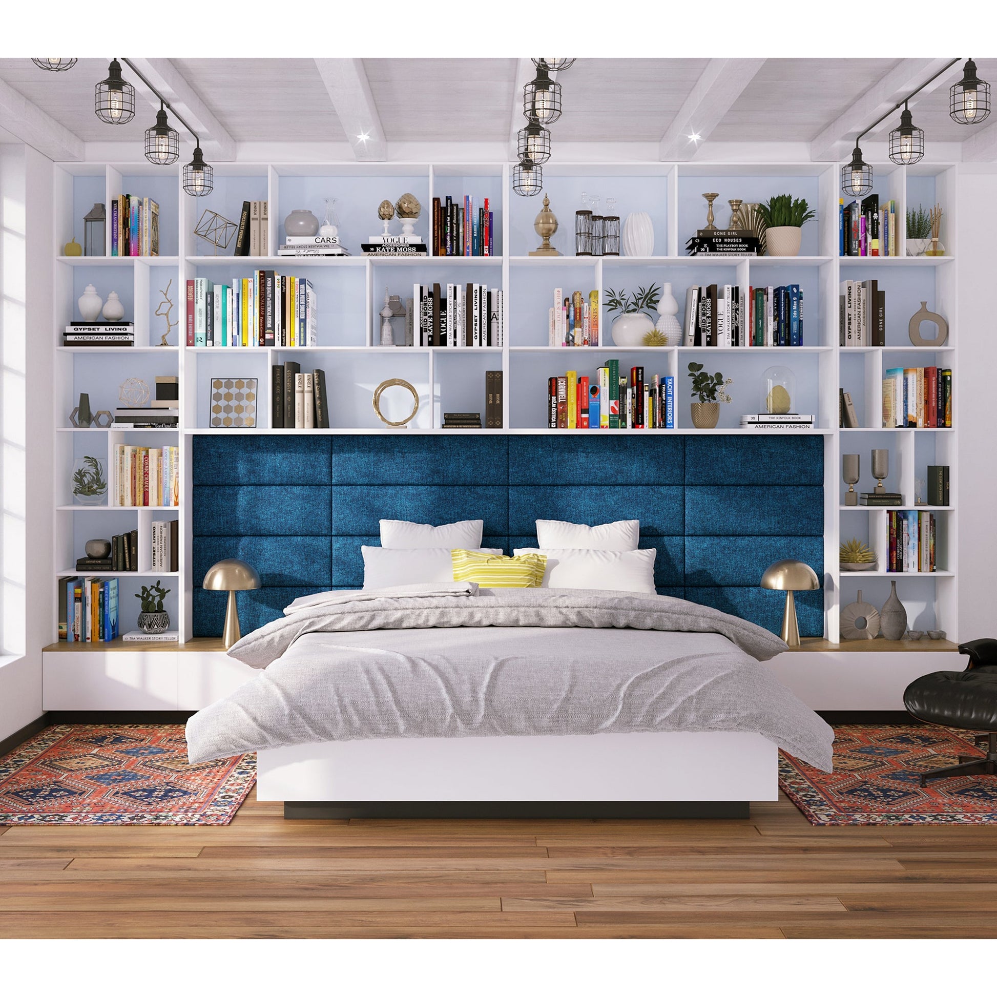 Jaxx Panelist Modern Padded Headboard - Set of 4 Wall Mounted Panels (Each 11.25"H x 30"W) (18963) - SchoolOutlet