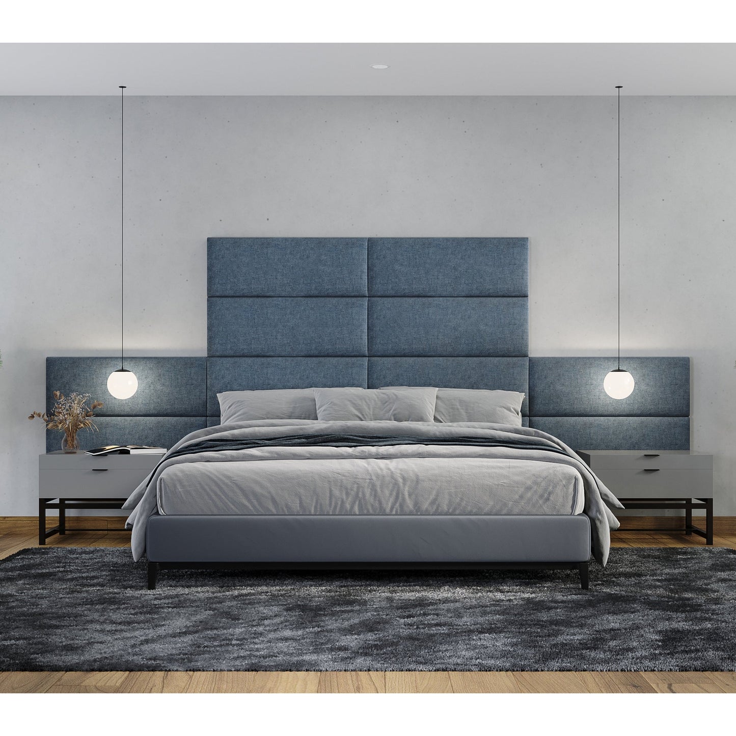 Jaxx Panelist Modern Padded Headboard - Set of 4 Wall Mounted Panels (Each 11.25"H x 30"W) (18963) - SchoolOutlet