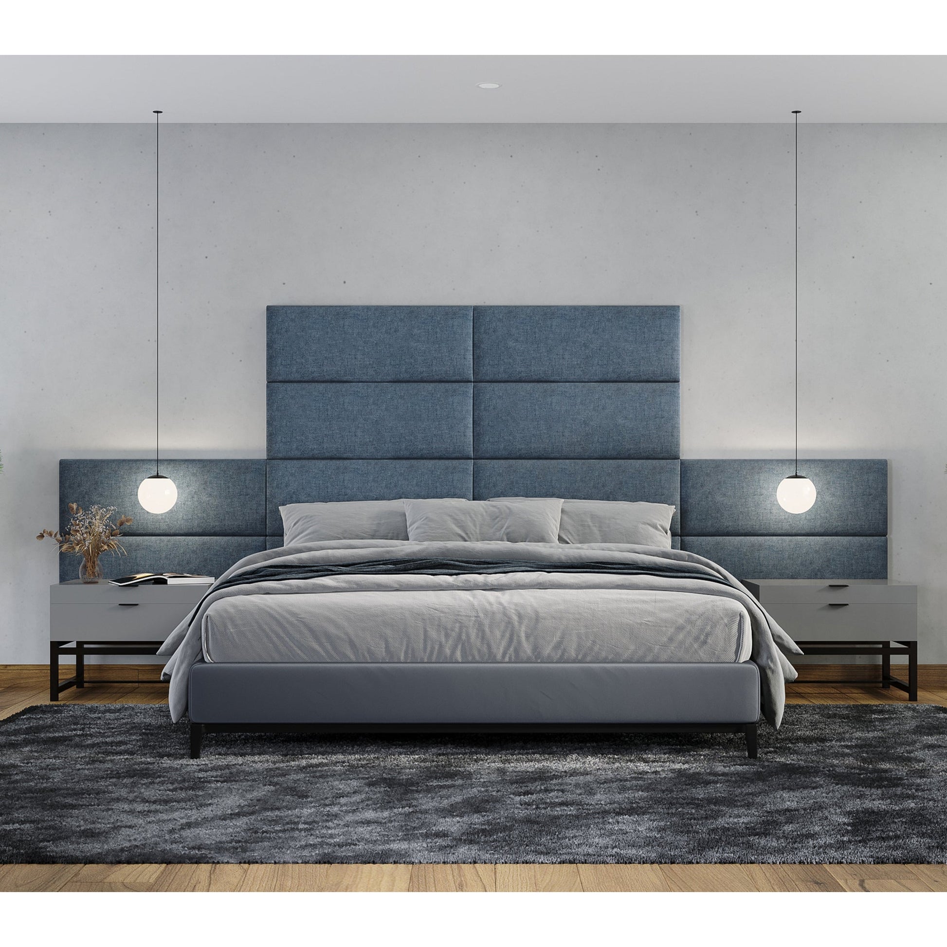 Jaxx Panelist Modern Padded Headboard - Set of 4 Wall Mounted Panels (Each 11.25"H x 30"W) (18963) - SchoolOutlet