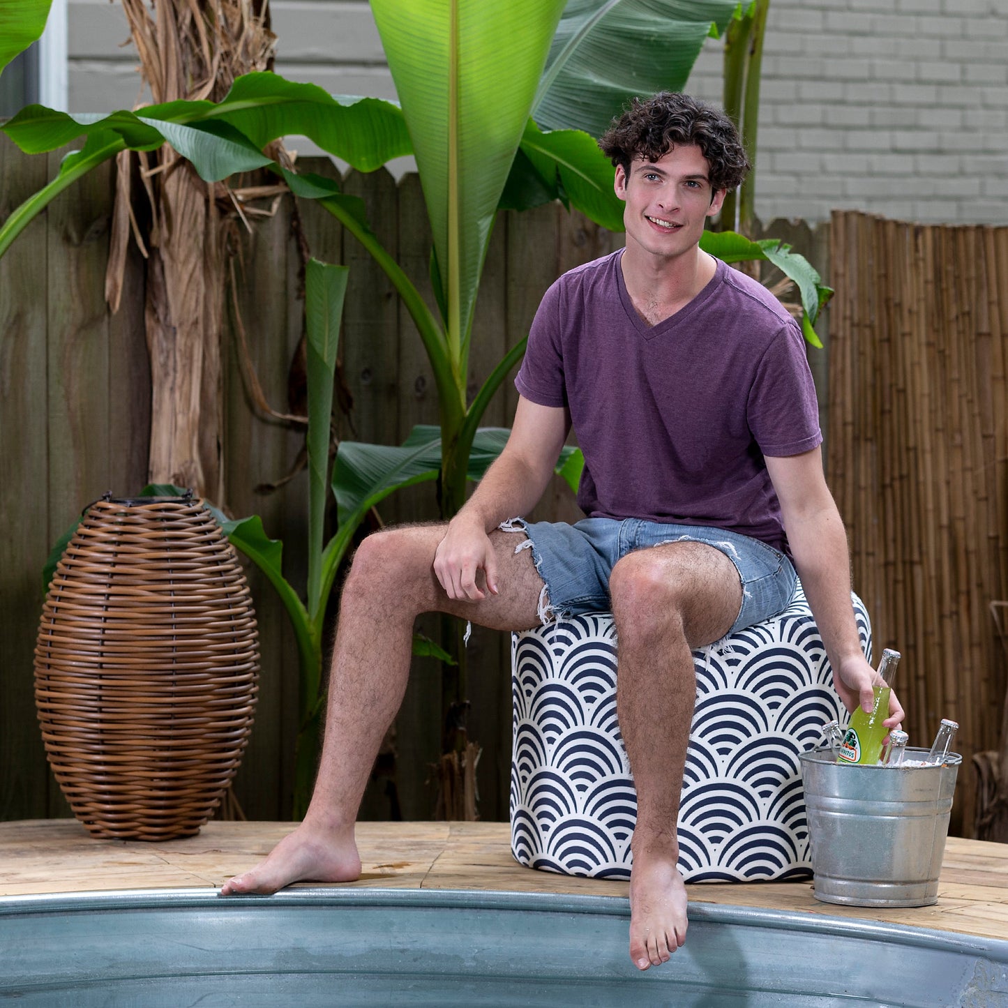 Jaxx Spring Outdoor Ottoman (18966) - SchoolOutlet