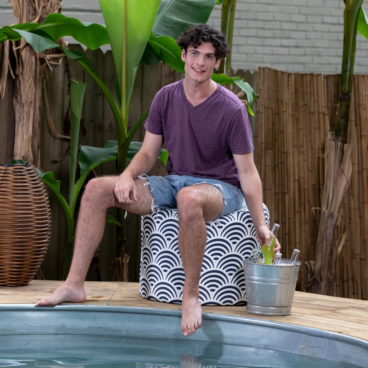 Jaxx Spring Outdoor Ottoman (18966) - SchoolOutlet