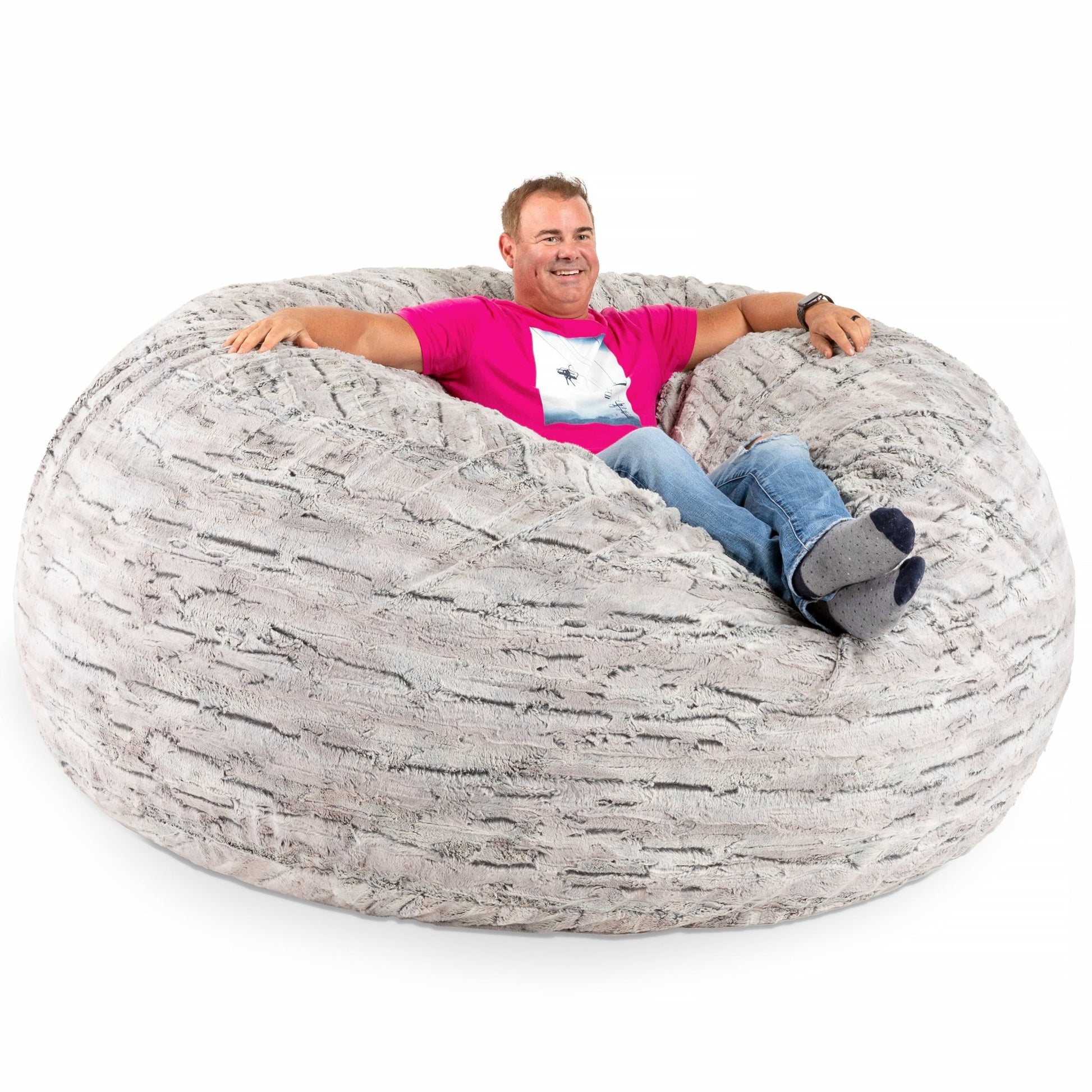 Jaxx Saxx 6 Foot Giant Bean Bag Chair - Luxe Faux Fox Fur (19036) - SchoolOutlet