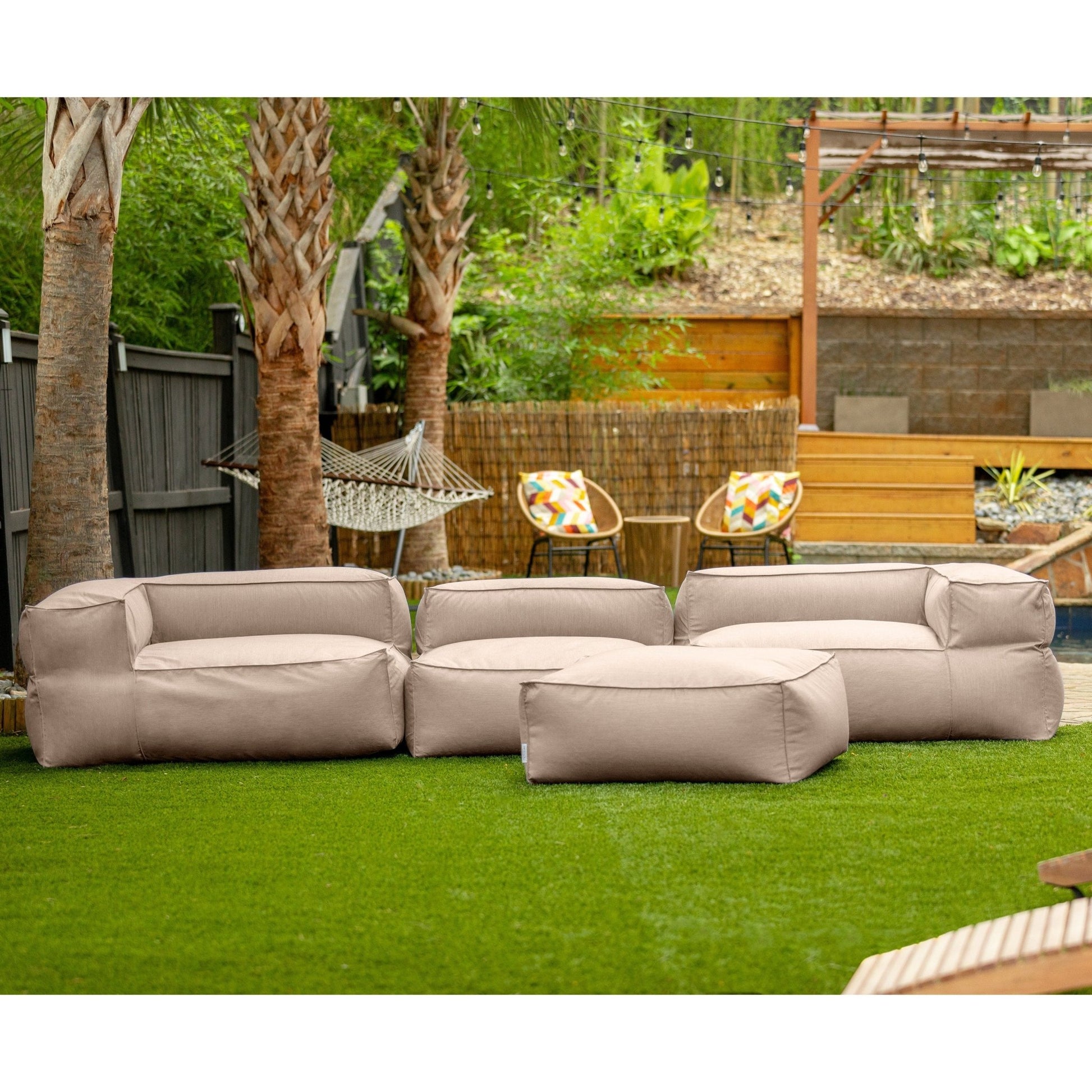 Jaxx Baya 4 Piece Outdoor Sofa with Ottoman - Luxurious European Style Soft Seating (19058) - SchoolOutlet