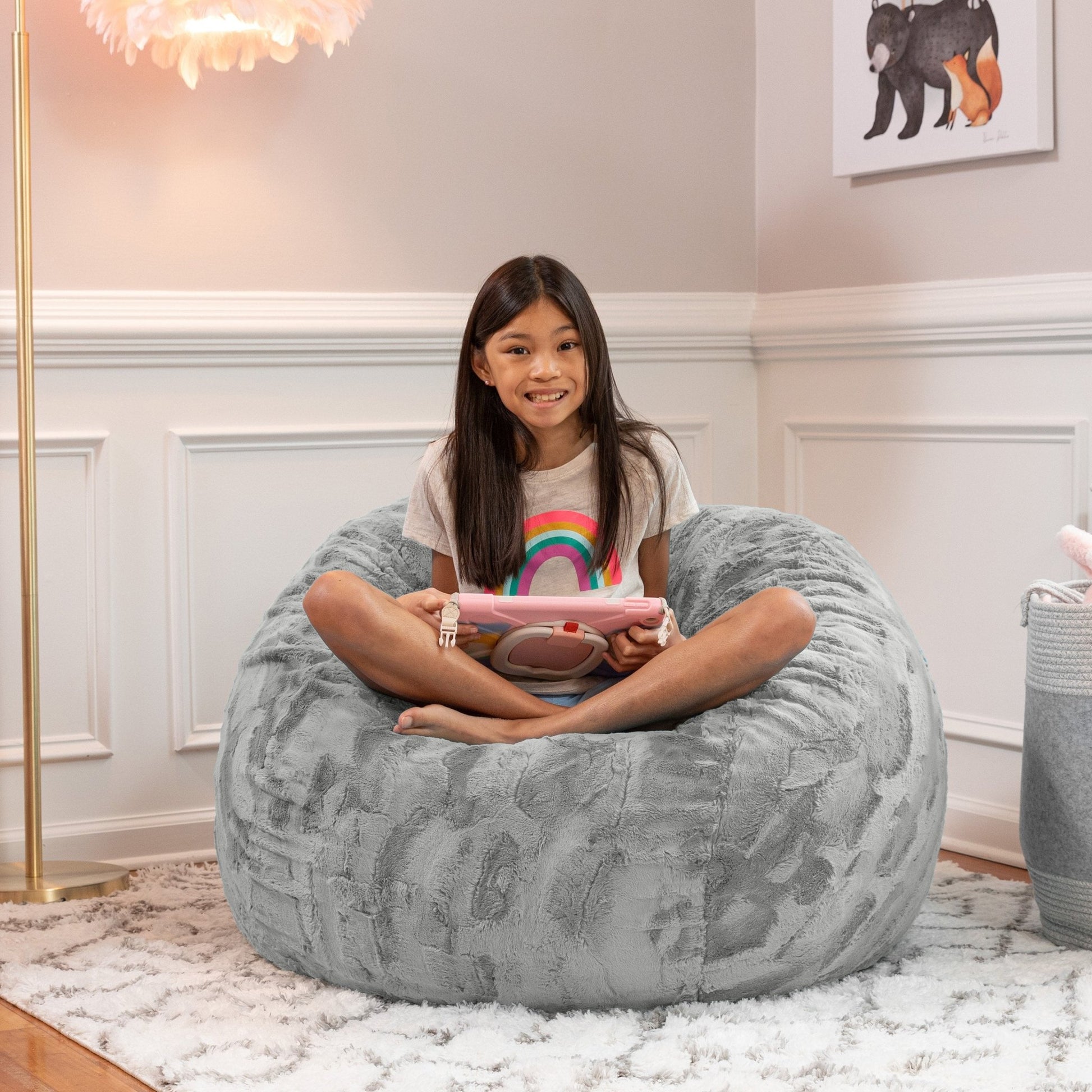 Jaxx Saxx 3 Foot Bean Bag Chair - Faux Fur - Fun Colors (19043) - SchoolOutlet