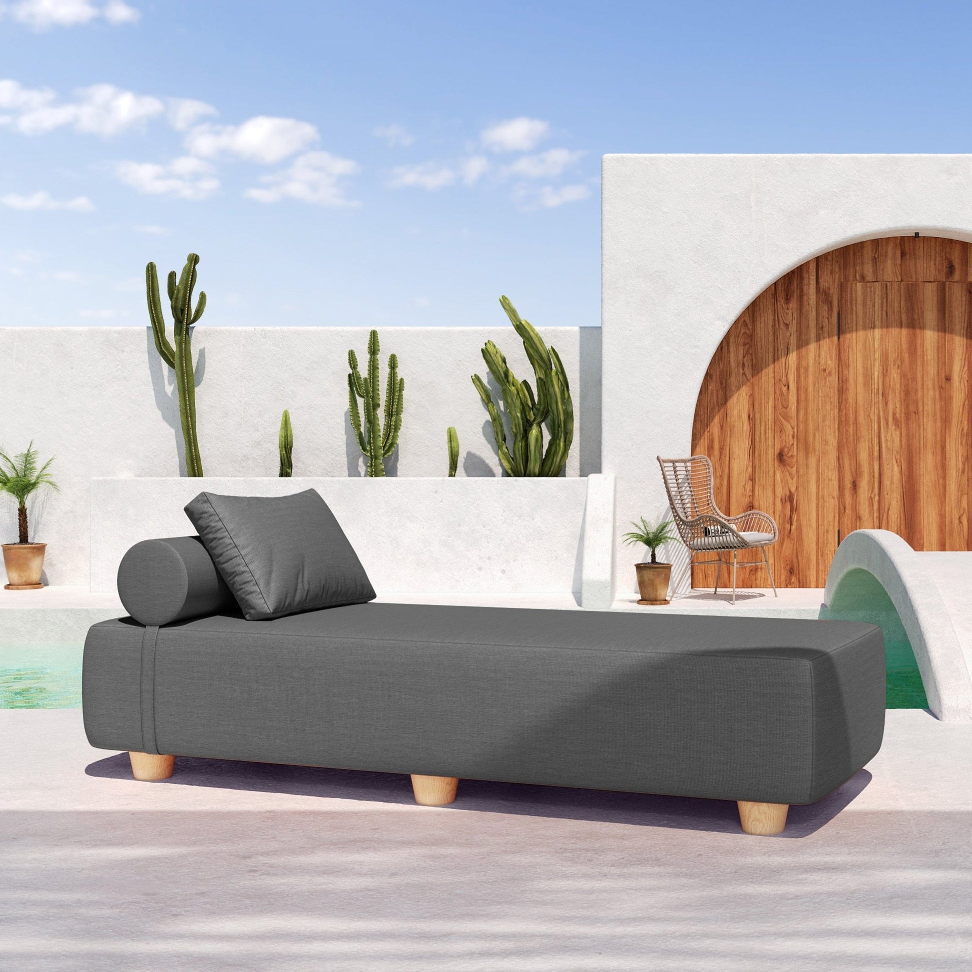 Jaxx Alvy Outdoor Sun Lounger - Luxurious Sunbed with Maple Feet (19240) - SchoolOutlet