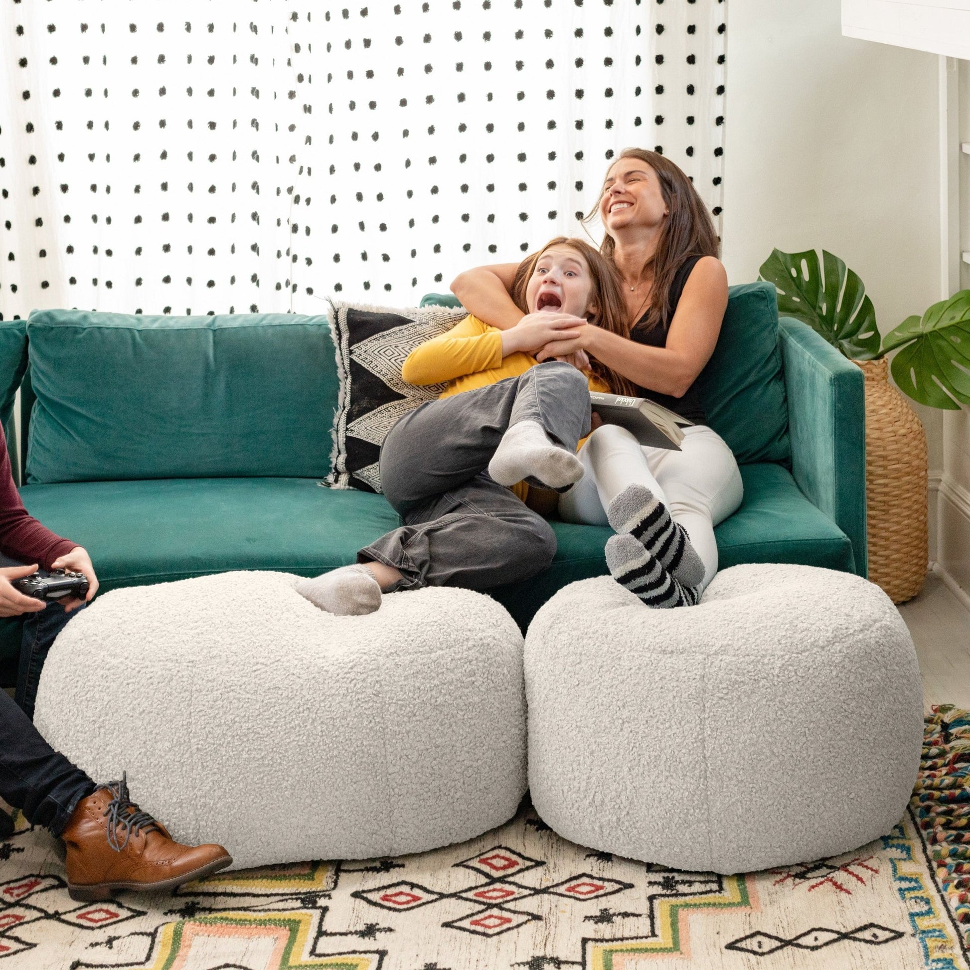 Jaxx Ellis Ottoman Shearling Faux - Lamb Plush Pouf for Modern Interior Design, Large (19384) - SchoolOutlet