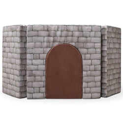 Jaxx Zipline Playscape Castle Gate - Playtime Modular Furniture for Imaginative Kids - Stone / Chocolate (19392)