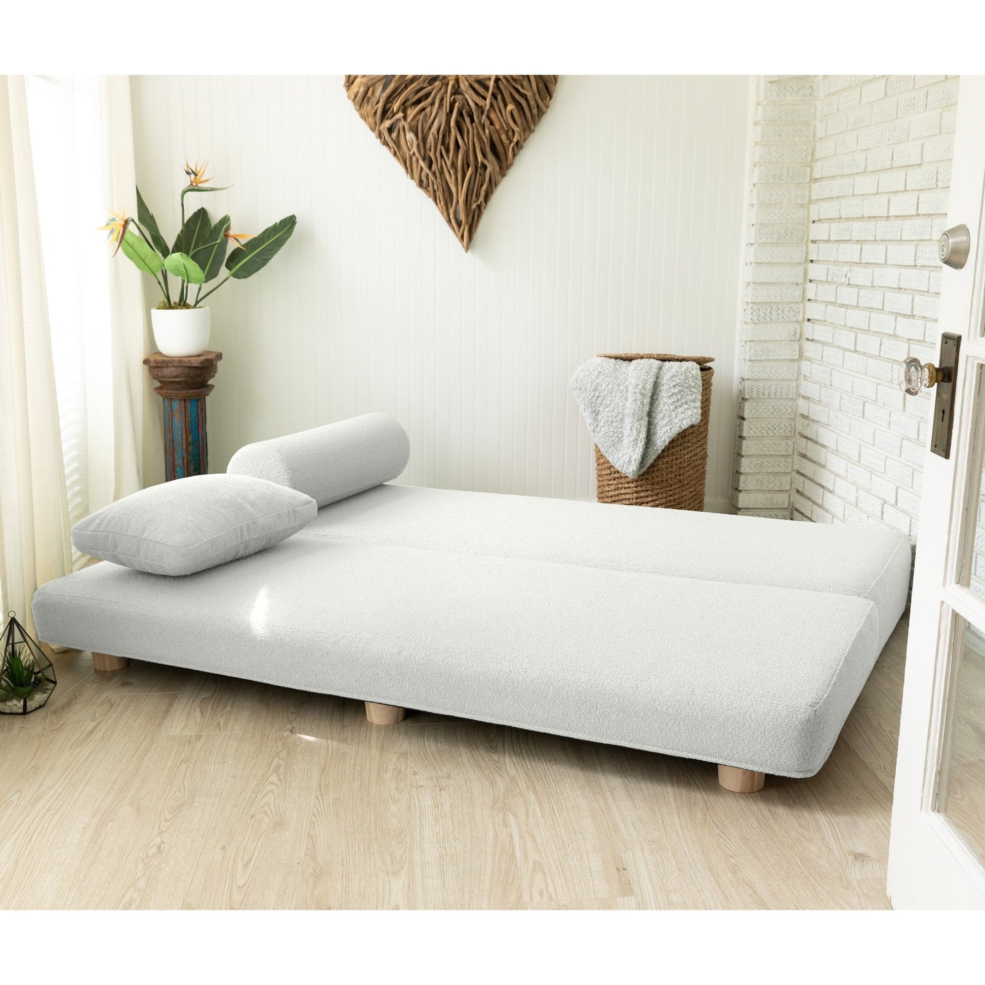 Jaxx Avida Daybed - Fold Out Queen Sleeper - Premium Boucle: Sleek and Modern Lounge for Relaxing and Overnight Guests (19436) - SchoolOutlet