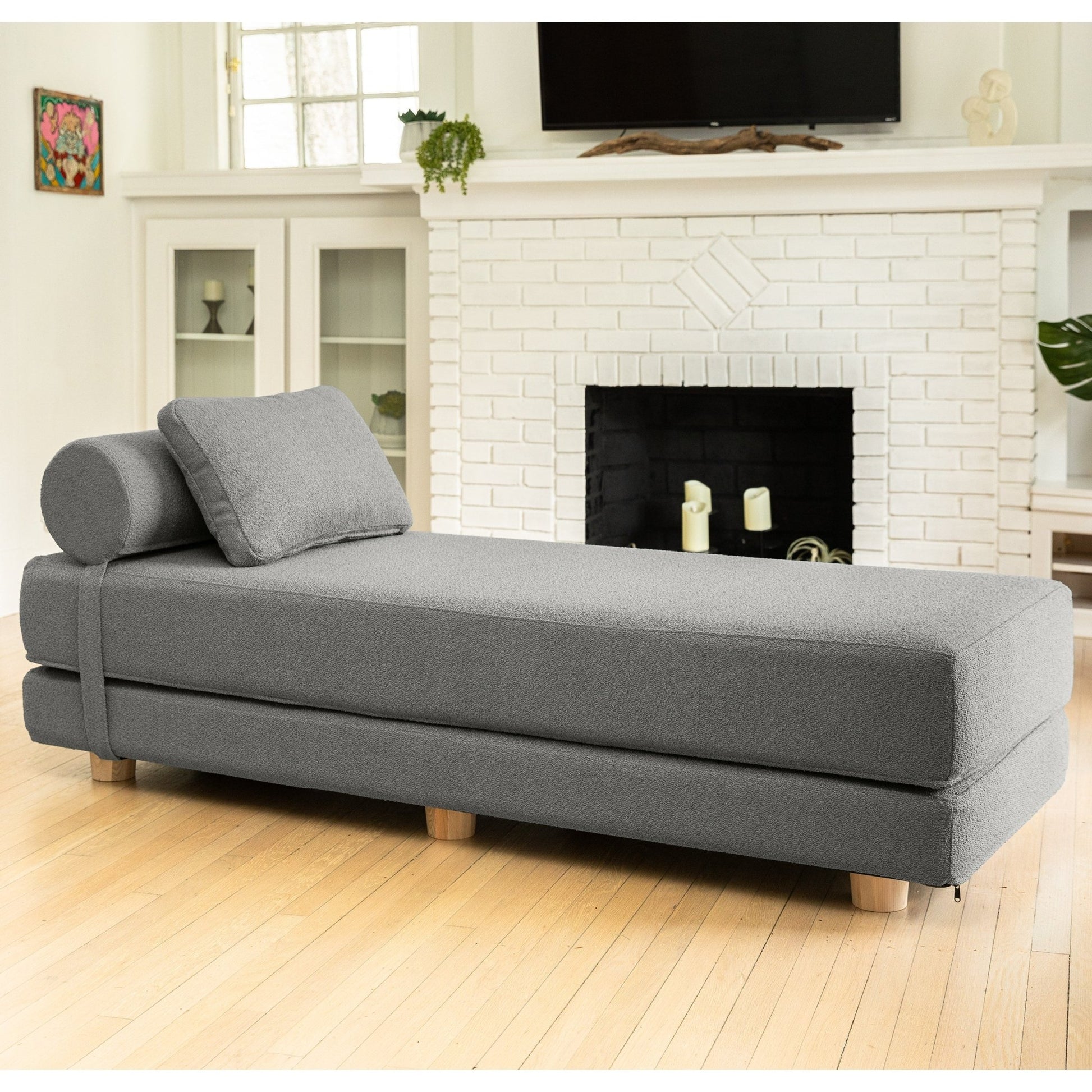 Jaxx Avida Daybed - Fold Out Queen Sleeper - Premium Boucle: Sleek and Modern Lounge for Relaxing and Overnight Guests (19436) - SchoolOutlet