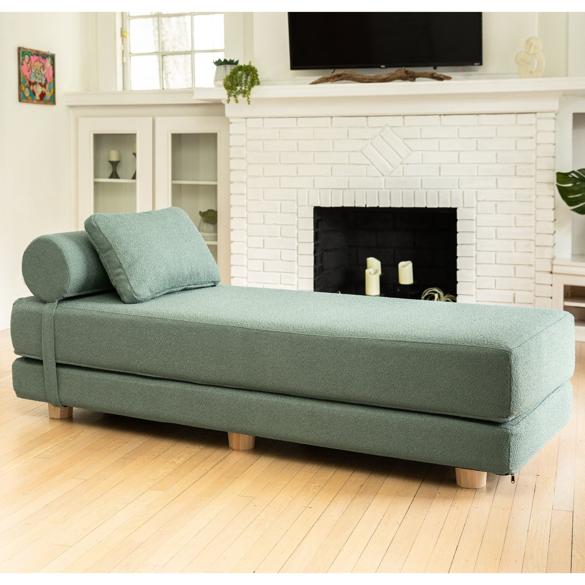 Jaxx Avida Daybed - Fold Out Queen Sleeper - Premium Boucle: Sleek and Modern Lounge for Relaxing and Overnight Guests (19436) - SchoolOutlet