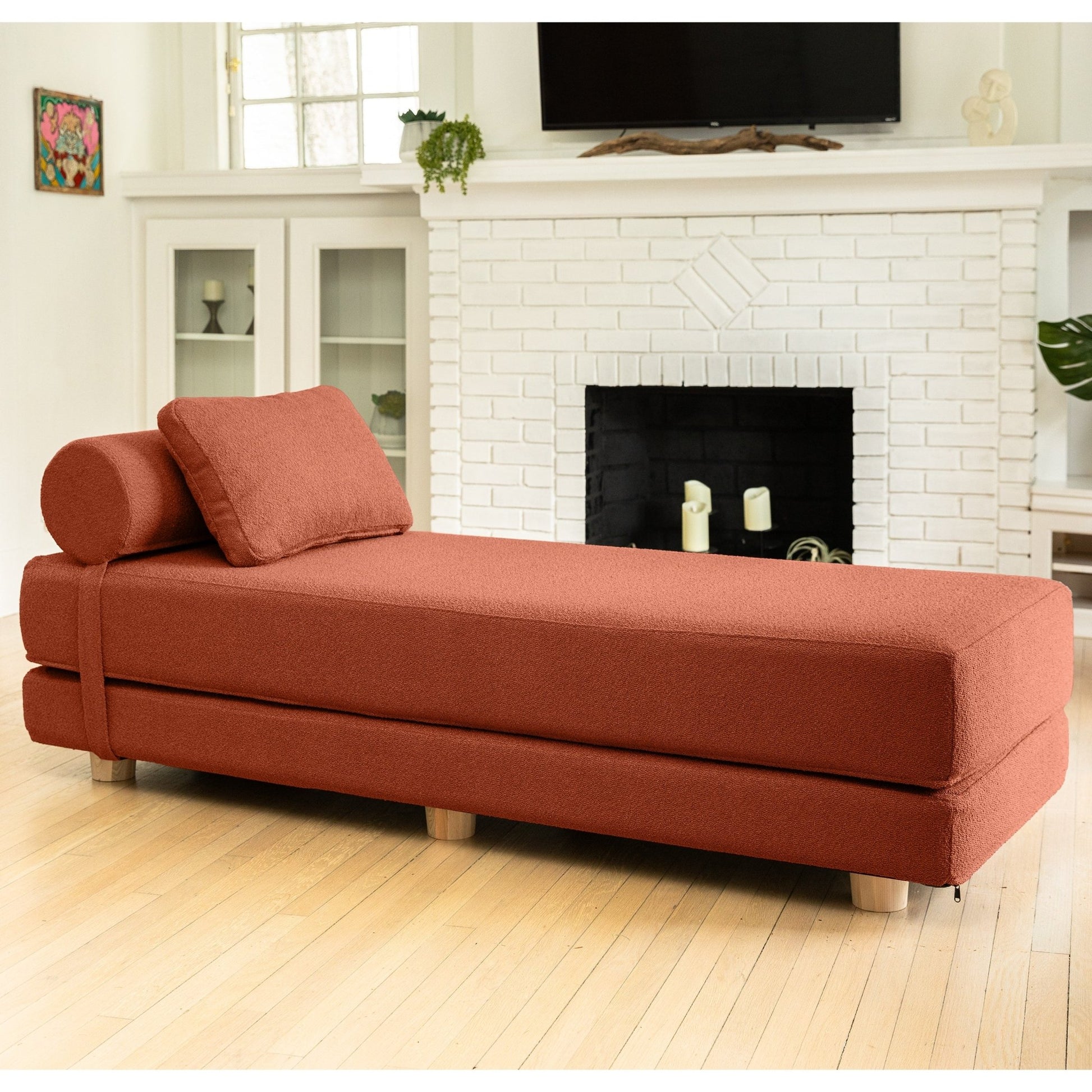 Jaxx Avida Daybed - Fold Out Queen Sleeper - Premium Boucle: Sleek and Modern Lounge for Relaxing and Overnight Guests (19436) - SchoolOutlet