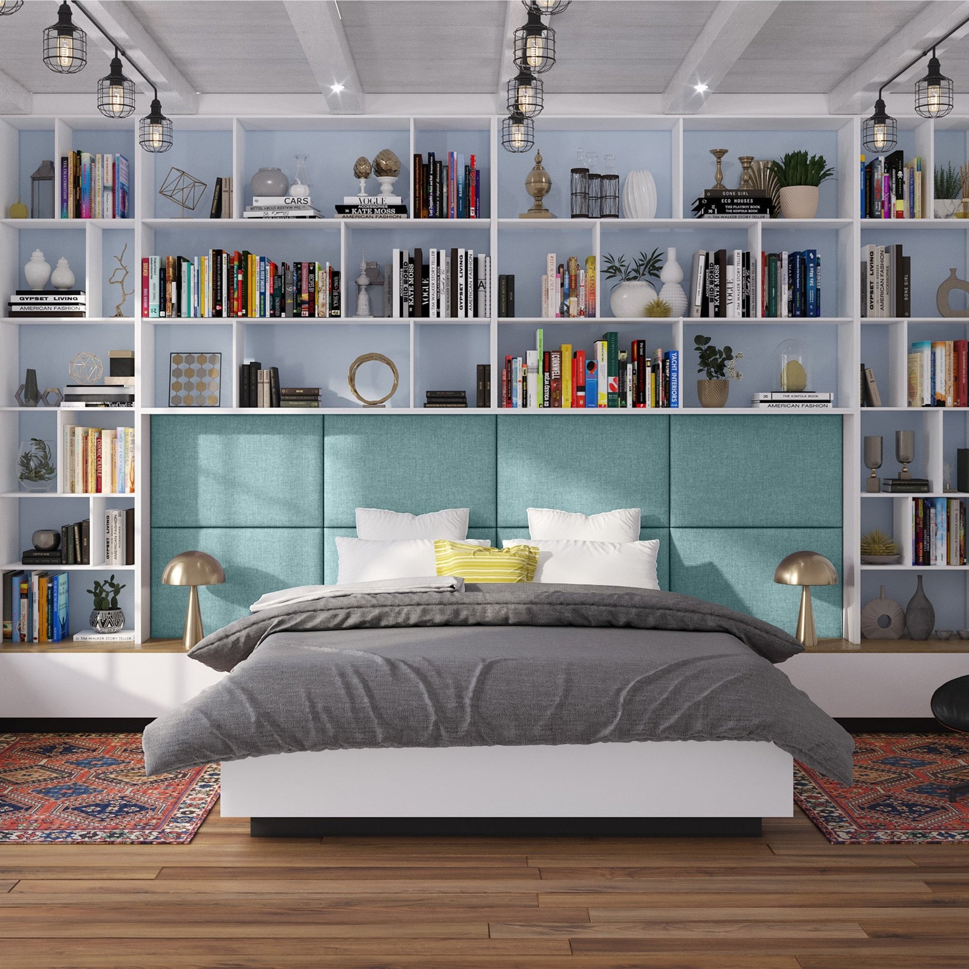 Jaxx Panelist Modern Padded Headboard - Set of 2 Wall Mounted Panels (Each 22.5"H x 30"W) - Queen Double Tall (19518) - SchoolOutlet